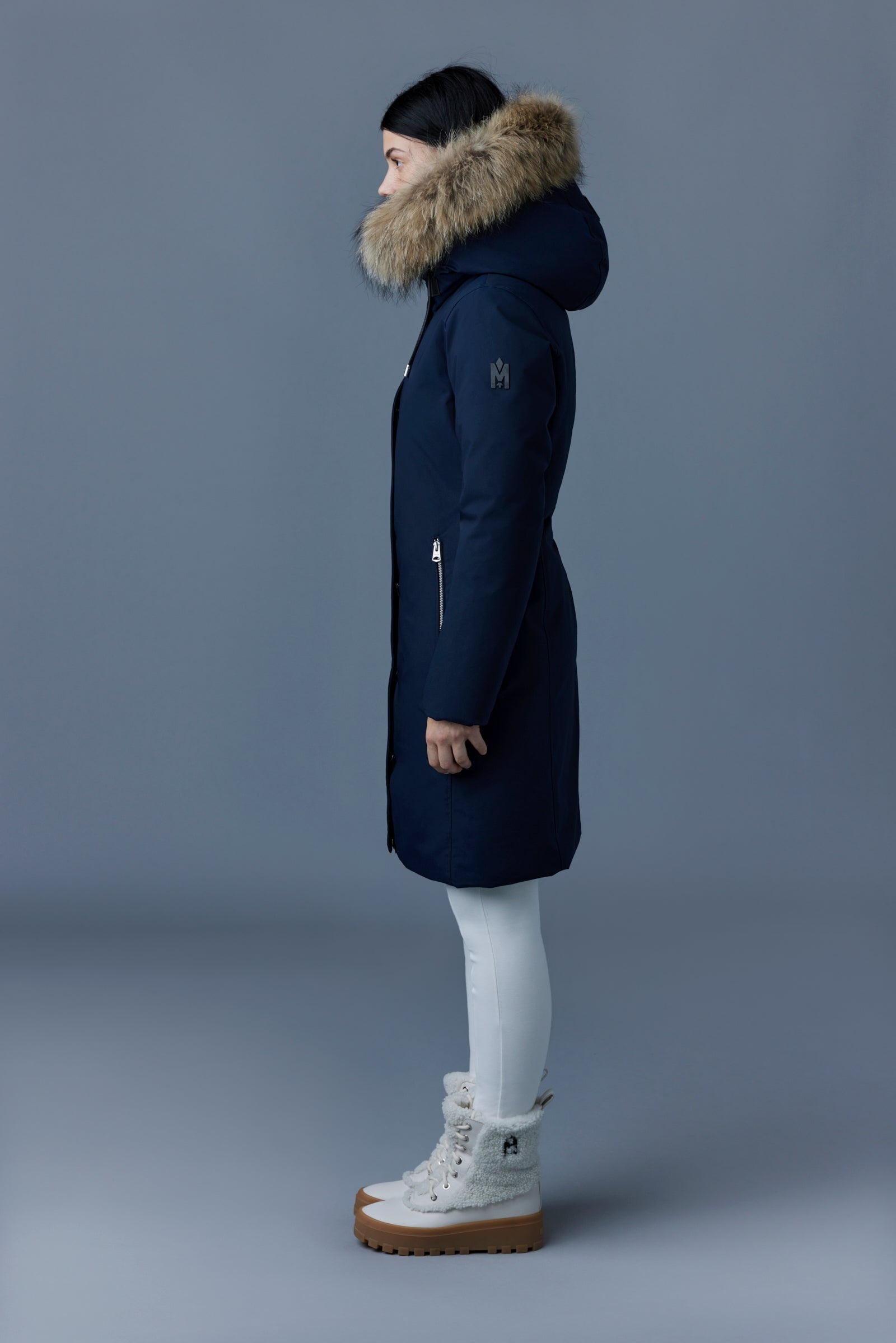 SHILOH 2-IN-1 fitted down coat with removable bib and natural fur - 3