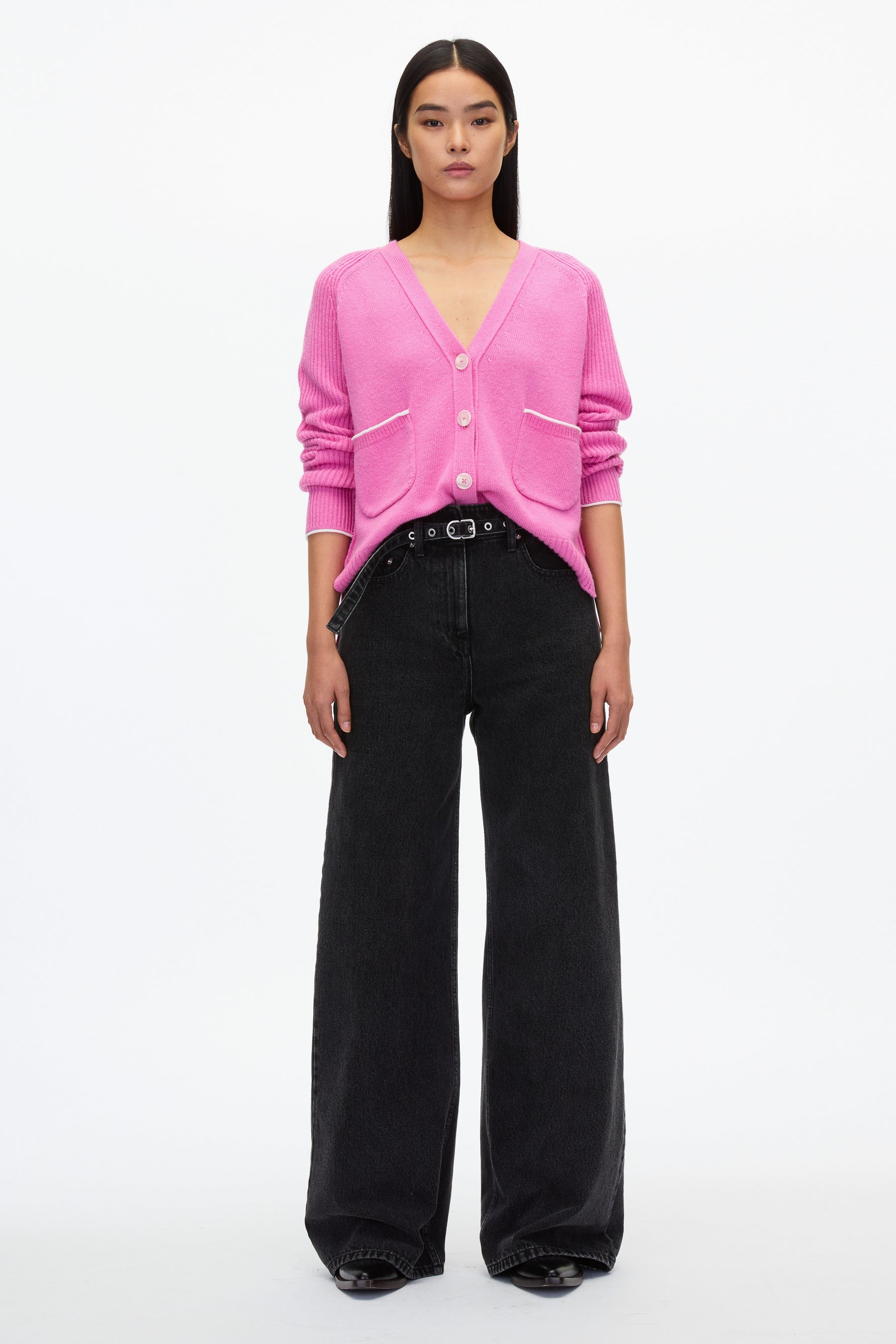 Relaxed Cardigan with Contrast Trims - 1