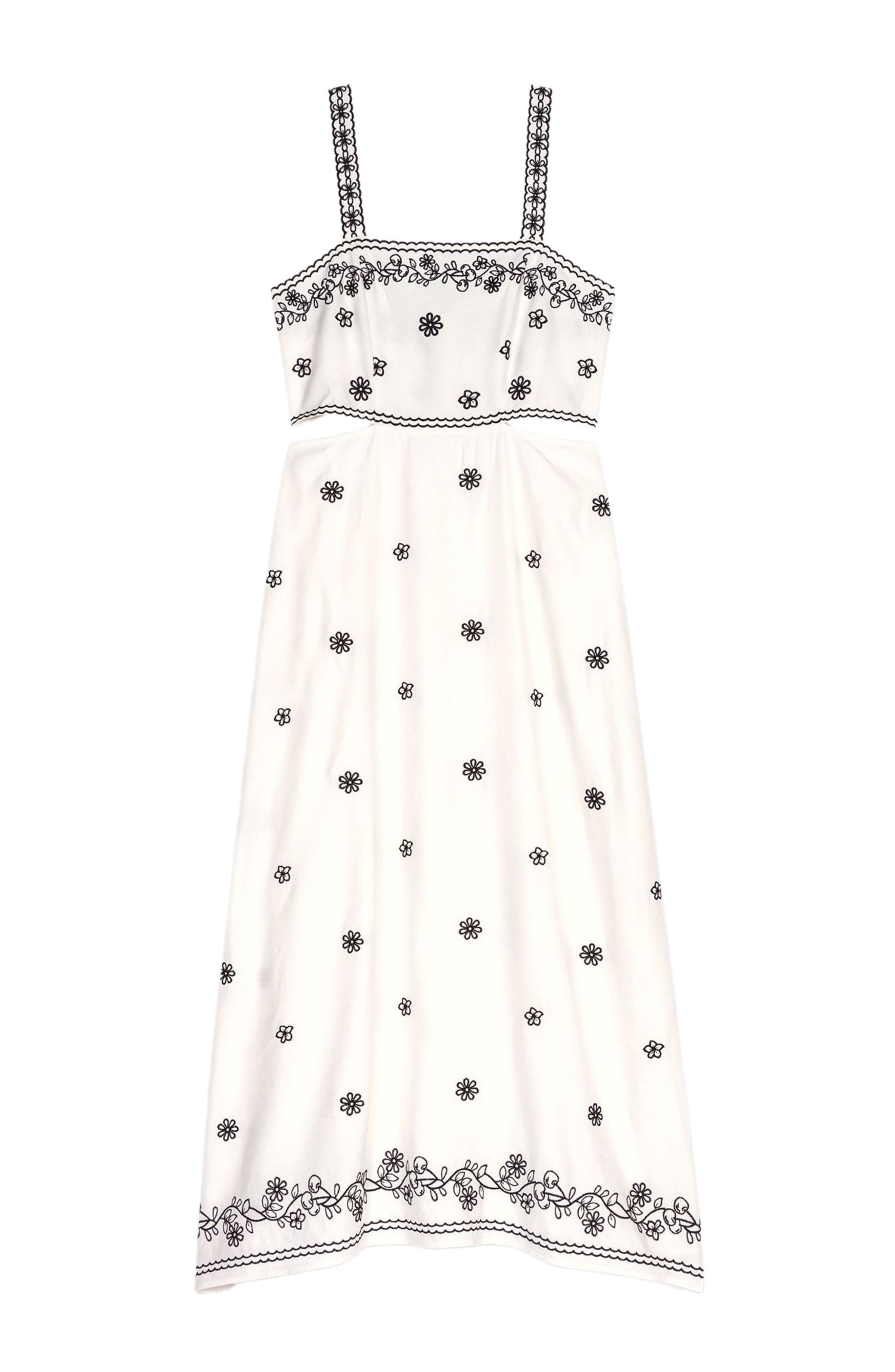 maje Embroidered cut-out maxi dress in Ecru /Black at Nordstrom - 6