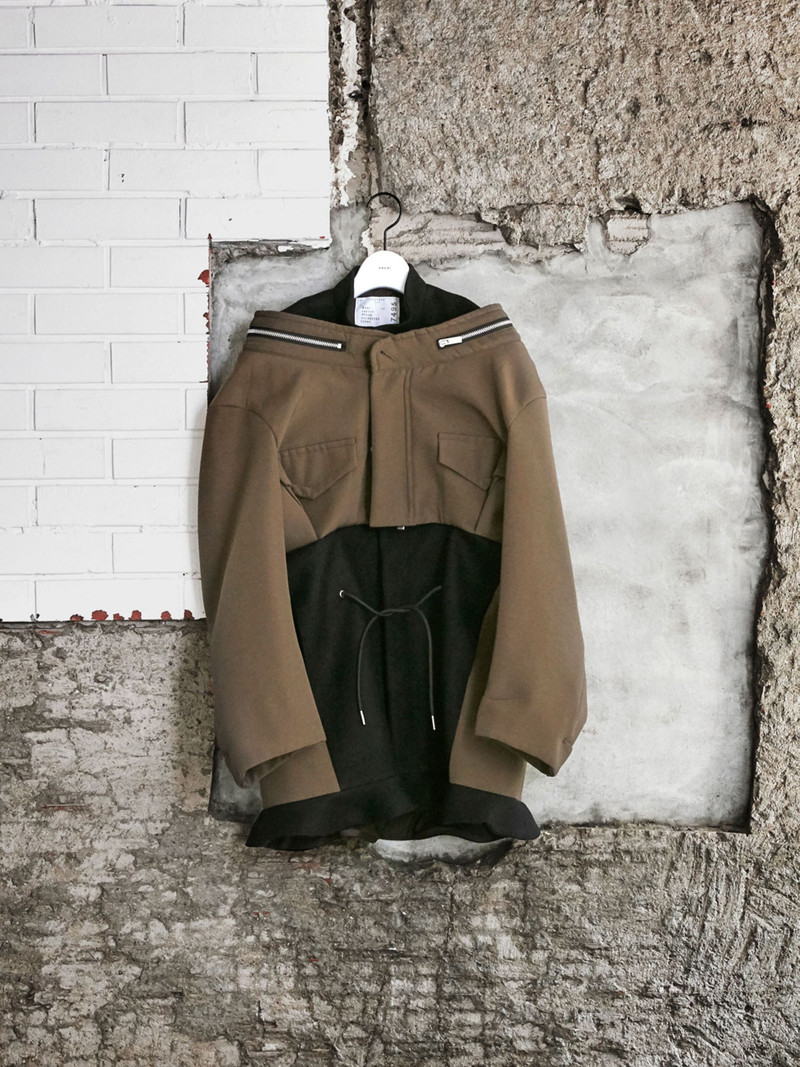 sacai Grosgrain Bonding x Wool Melton Dress outlook