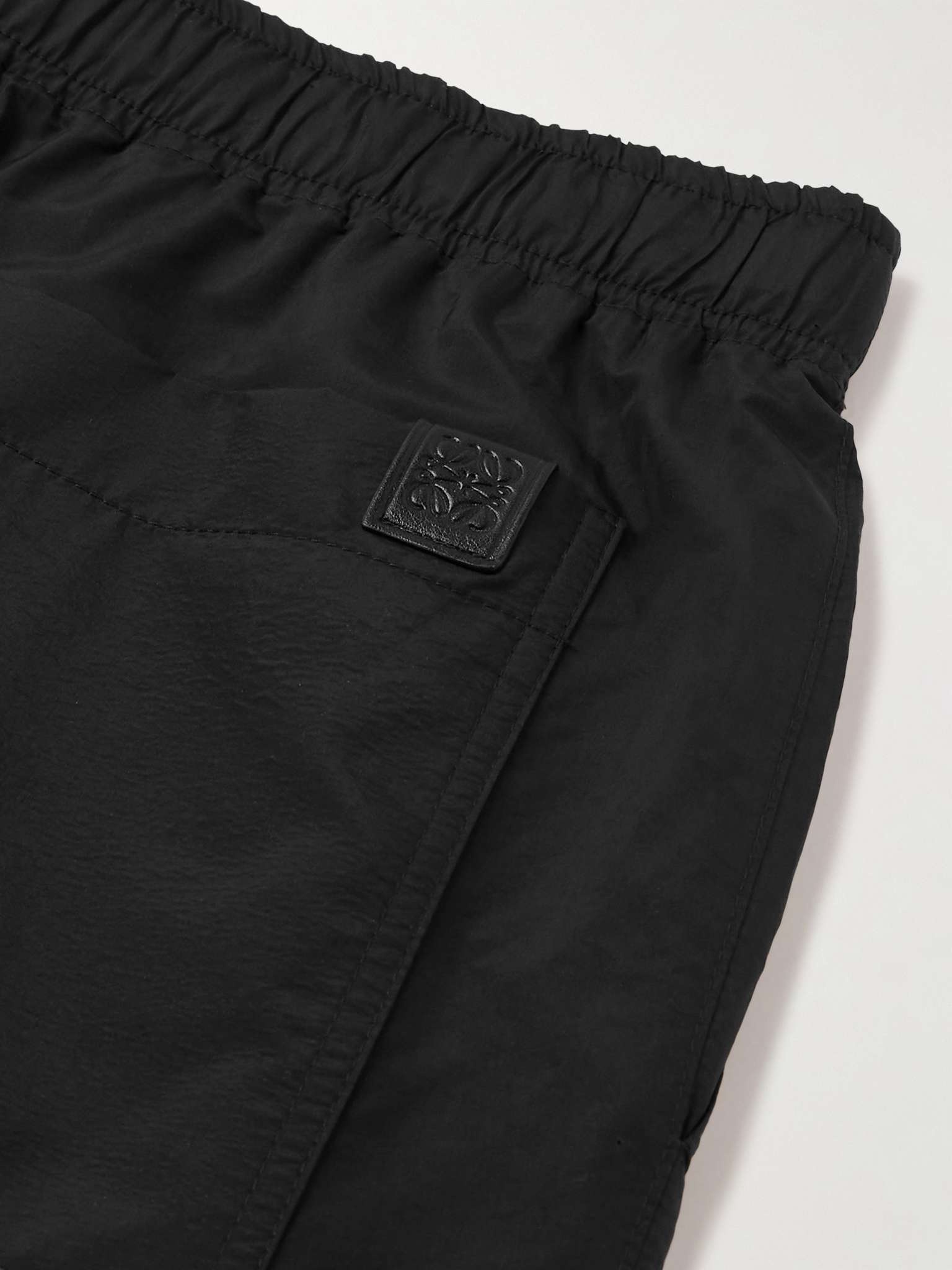 Leather-Trimmed Silk-Blend Shorts - 5