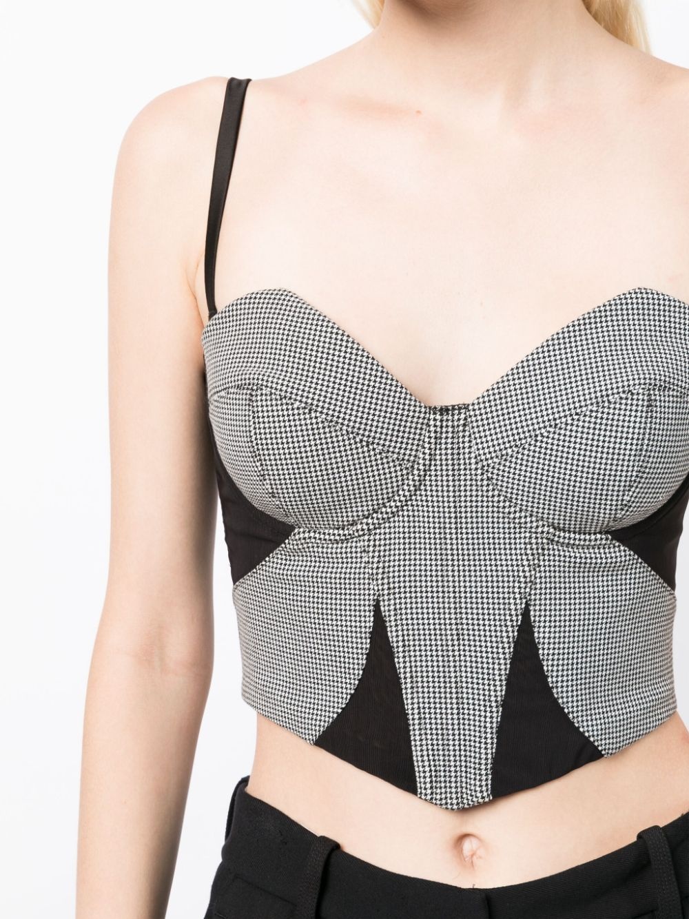houndstooth-pattern bustier crop top - 5