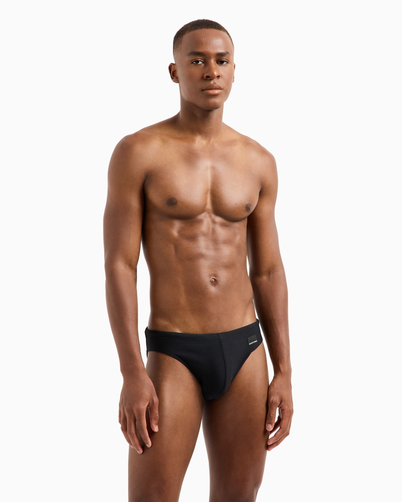 BLACK EDITION SWIM BRIEFS WITH LOGO PATCH 2
