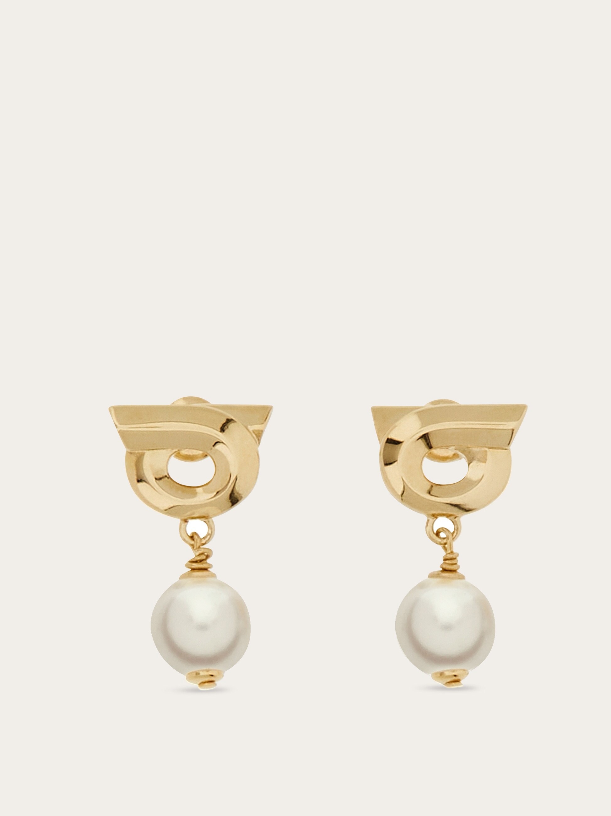 Gancini earrings with synthetic pearls - 1