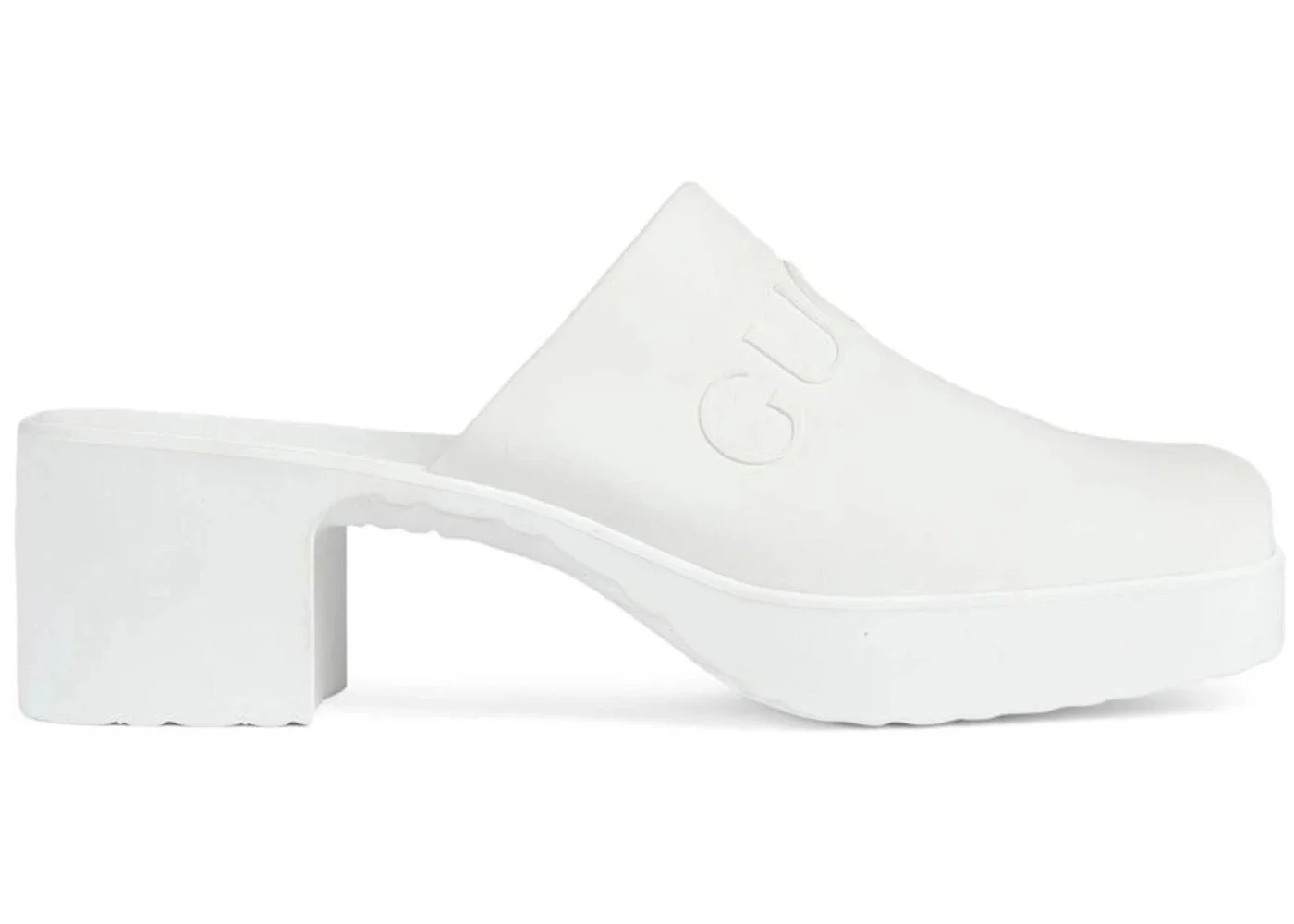 Gucci Rubber Embossed Logo Mule White (Women's) - 1