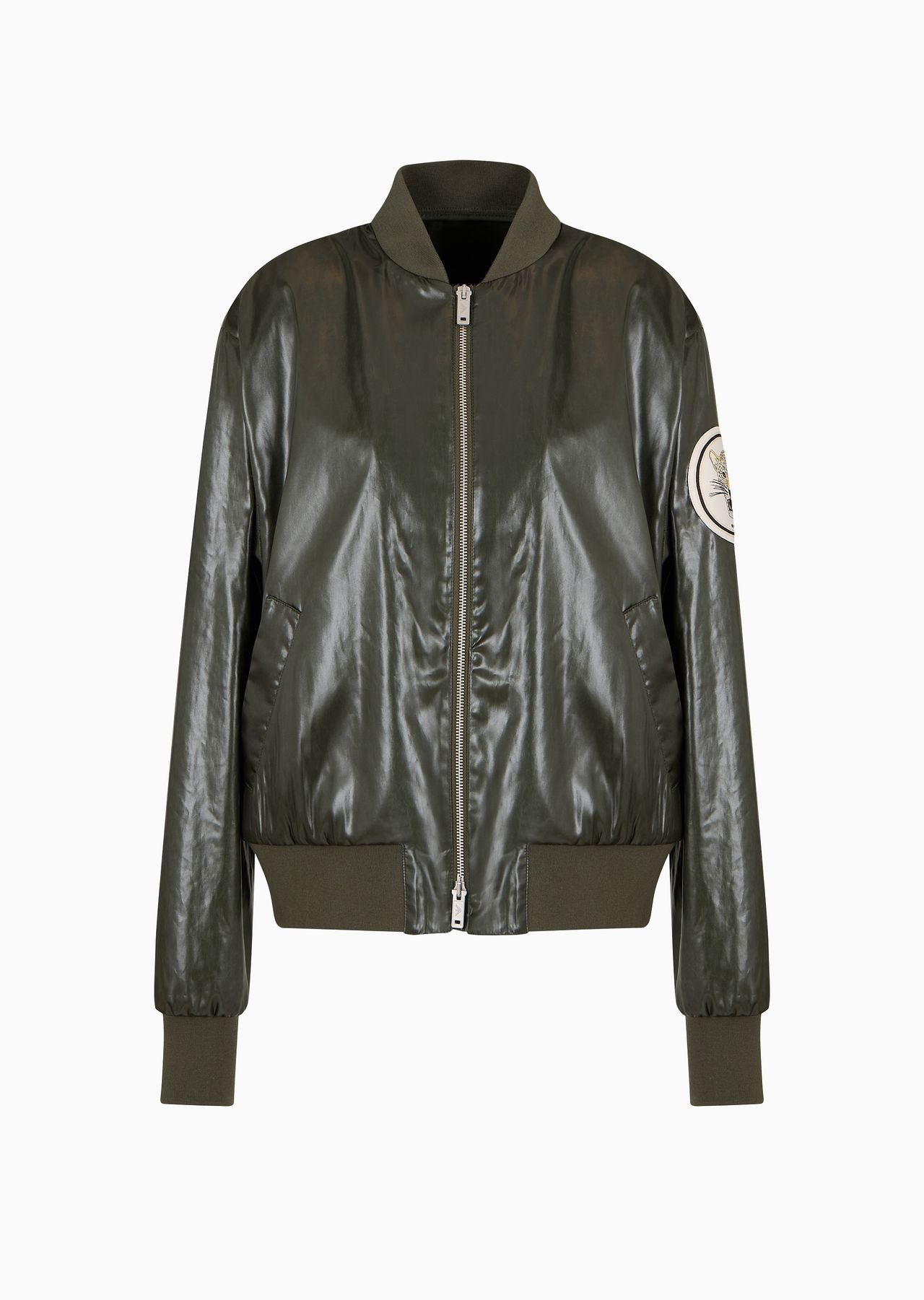 Emporio Armani Sustainability Values Capsule Collection wet-look recycled technical satin blouson - 1