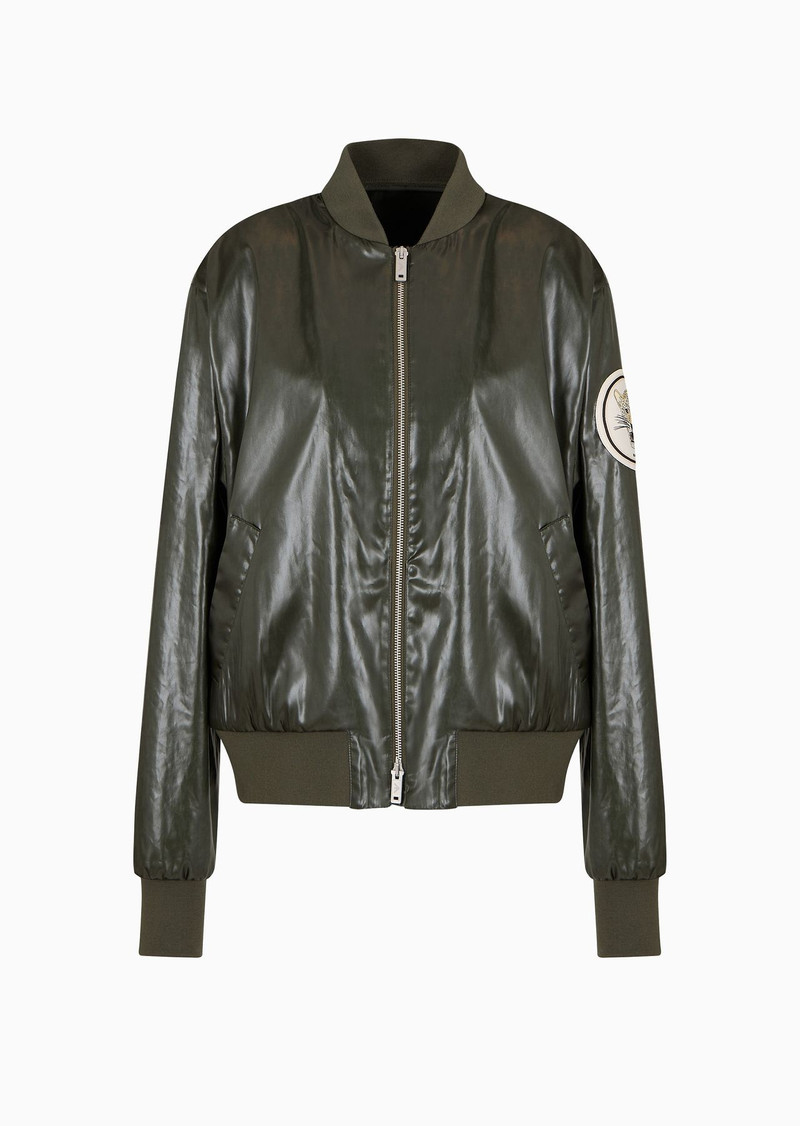 Emporio Armani Sustainability Values Capsule Collection wet-look recycled technical satin blouson 1