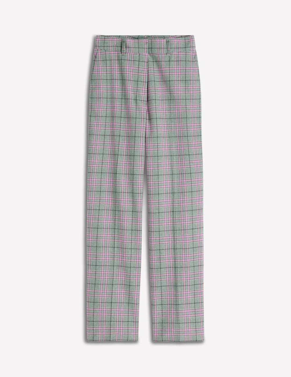 Canonbury Tailored Pants-Green, Pink and Brown Check - 1
