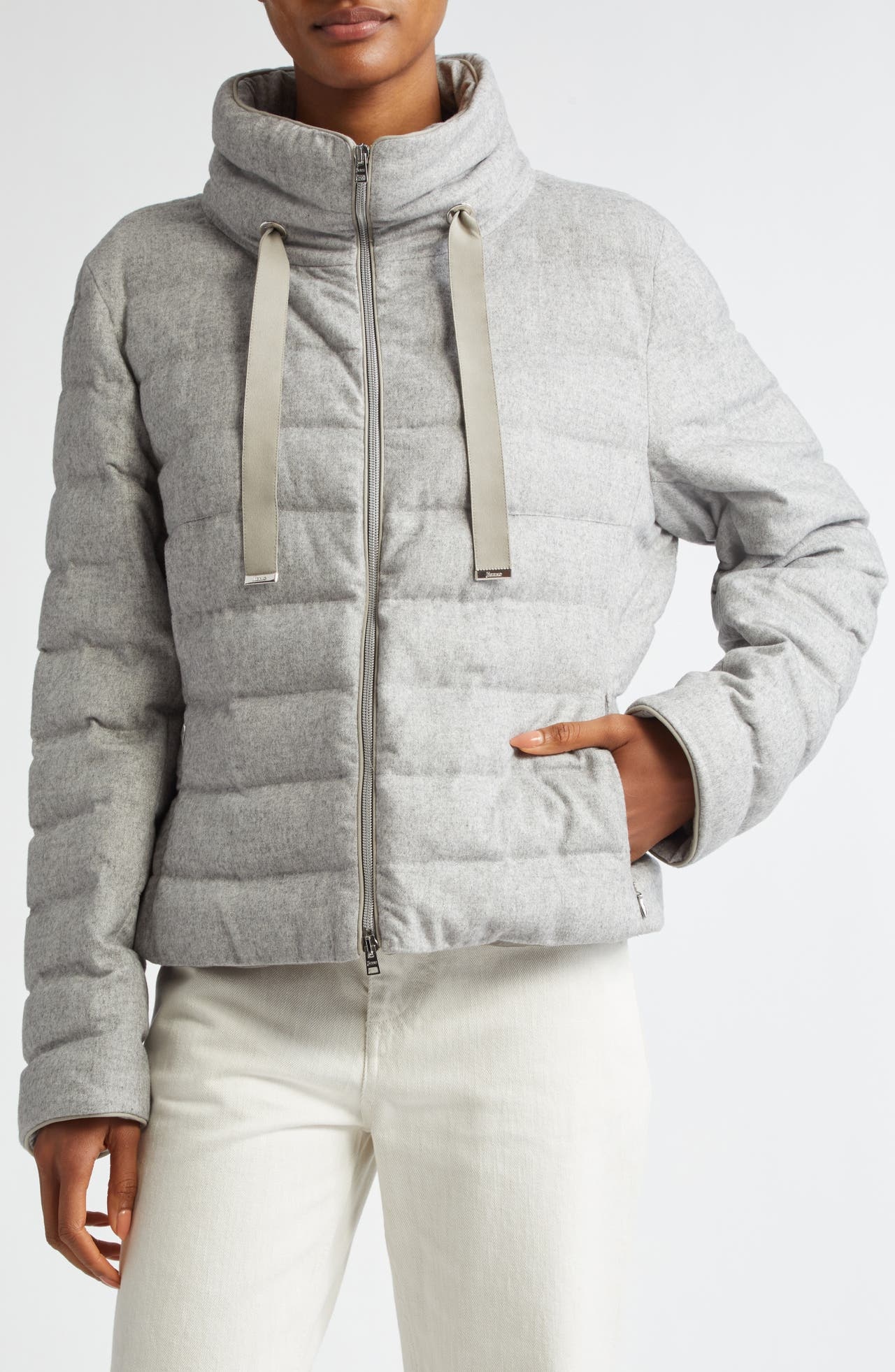 Herno Herno Cashmere Silk Down Jacket in Grey at Nordstrom