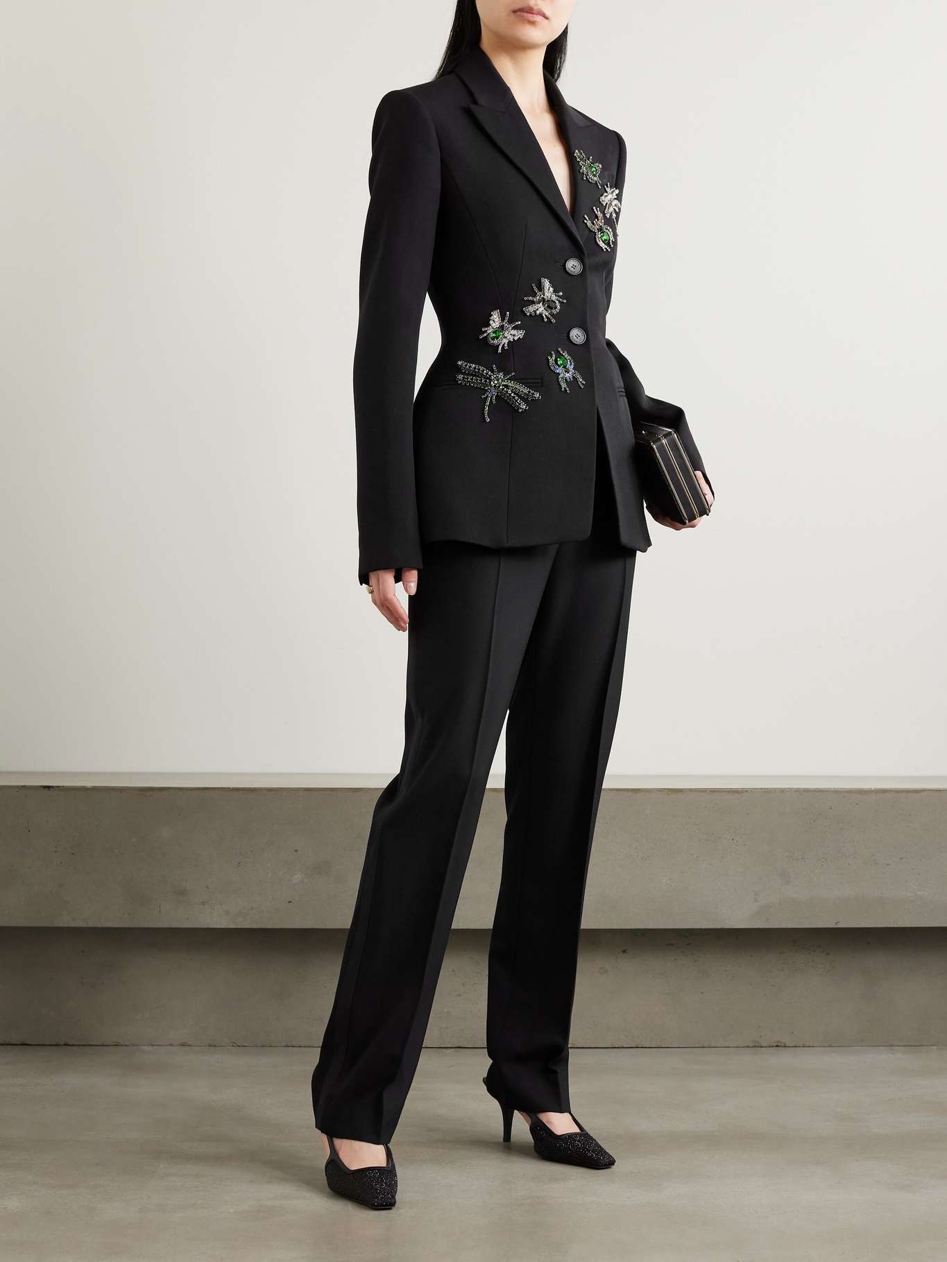 Crystal-embellished wool blazer - 2