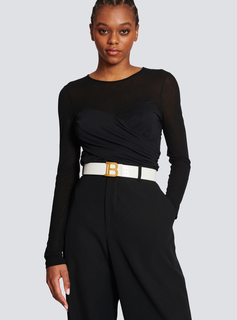 Balmain B-Belt in crocodile-embossed leather outlook