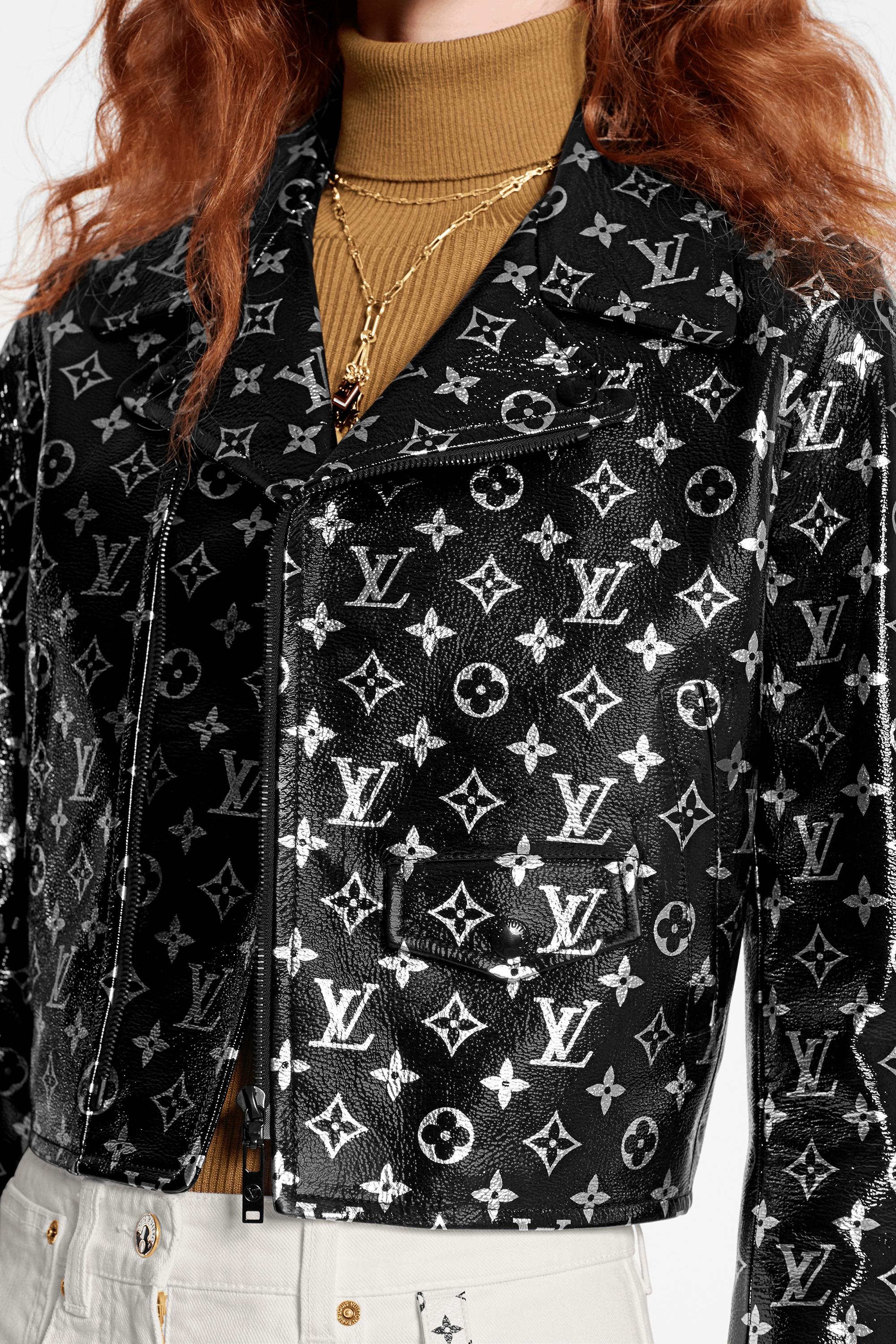 Monogram Printed Leather Biker Jacket - 4