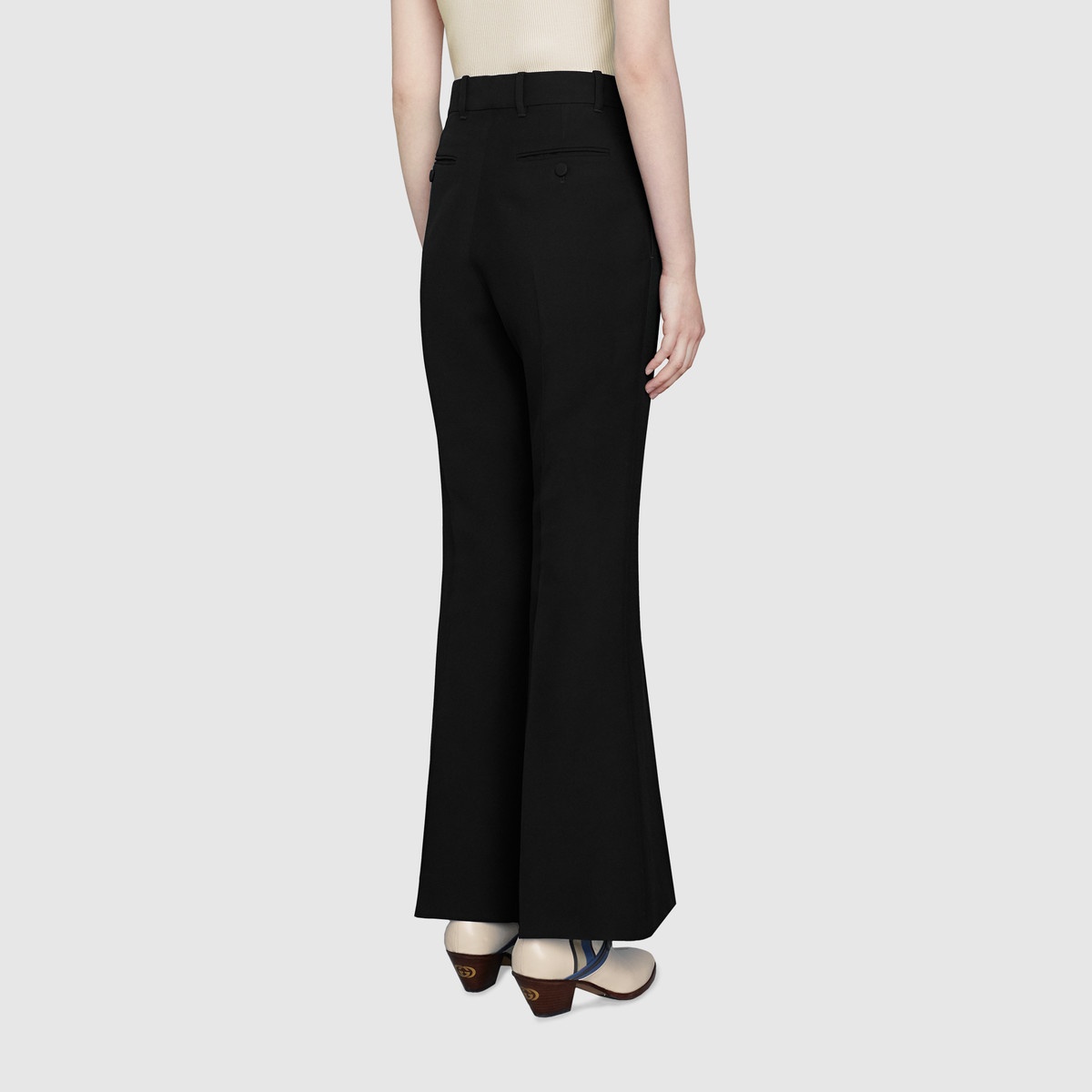 Wool silk flare pant with Gucci Eterotopia - 4