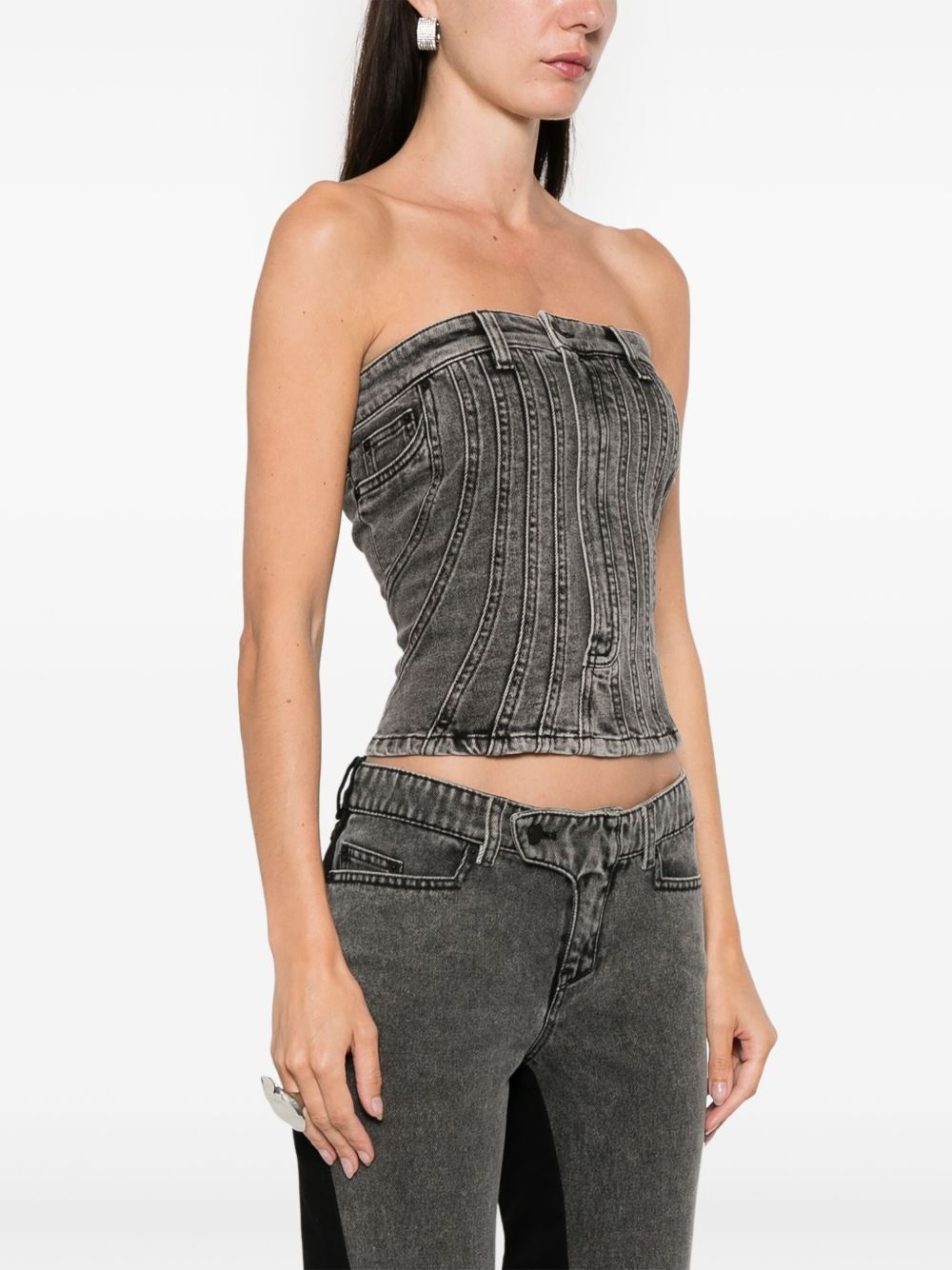 spiral denim bustier - 3