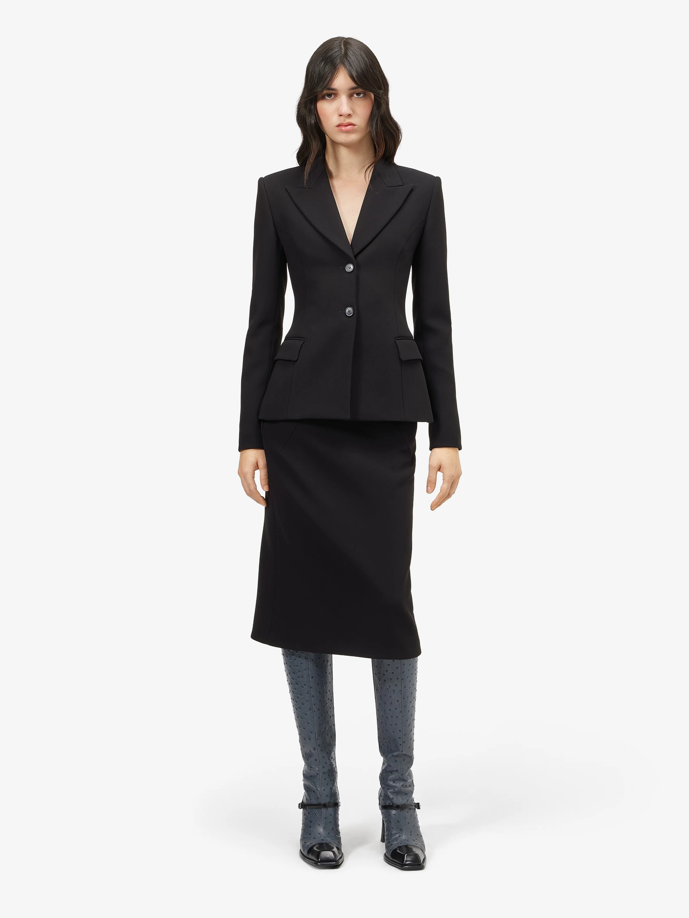 Women's Bonded crepe Single-breasted Jacket in Black - 1