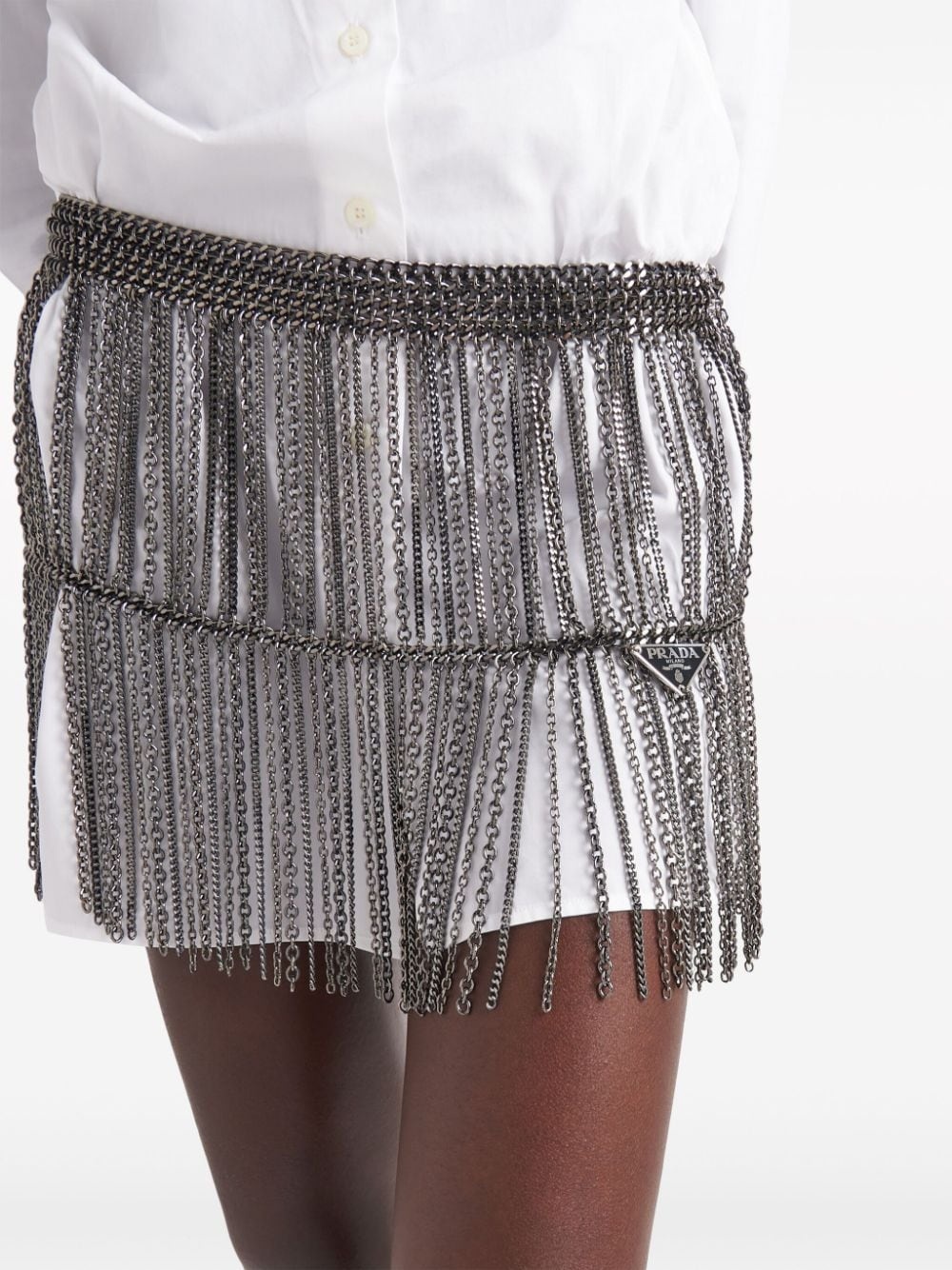 metal-chain fringed mini skirt - 4