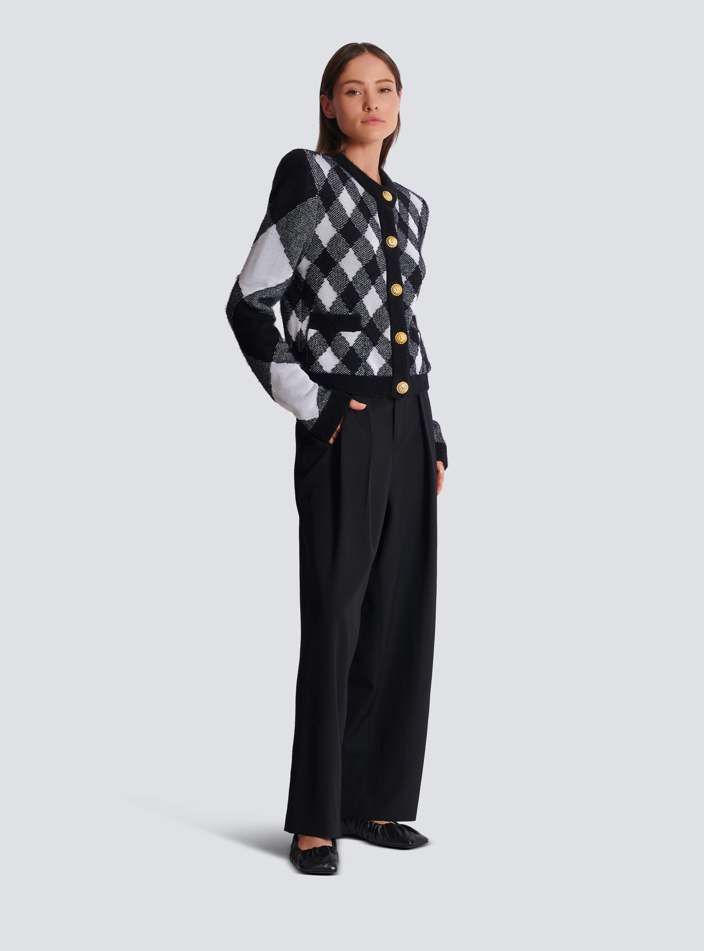 Gingham knit cardigan - 3