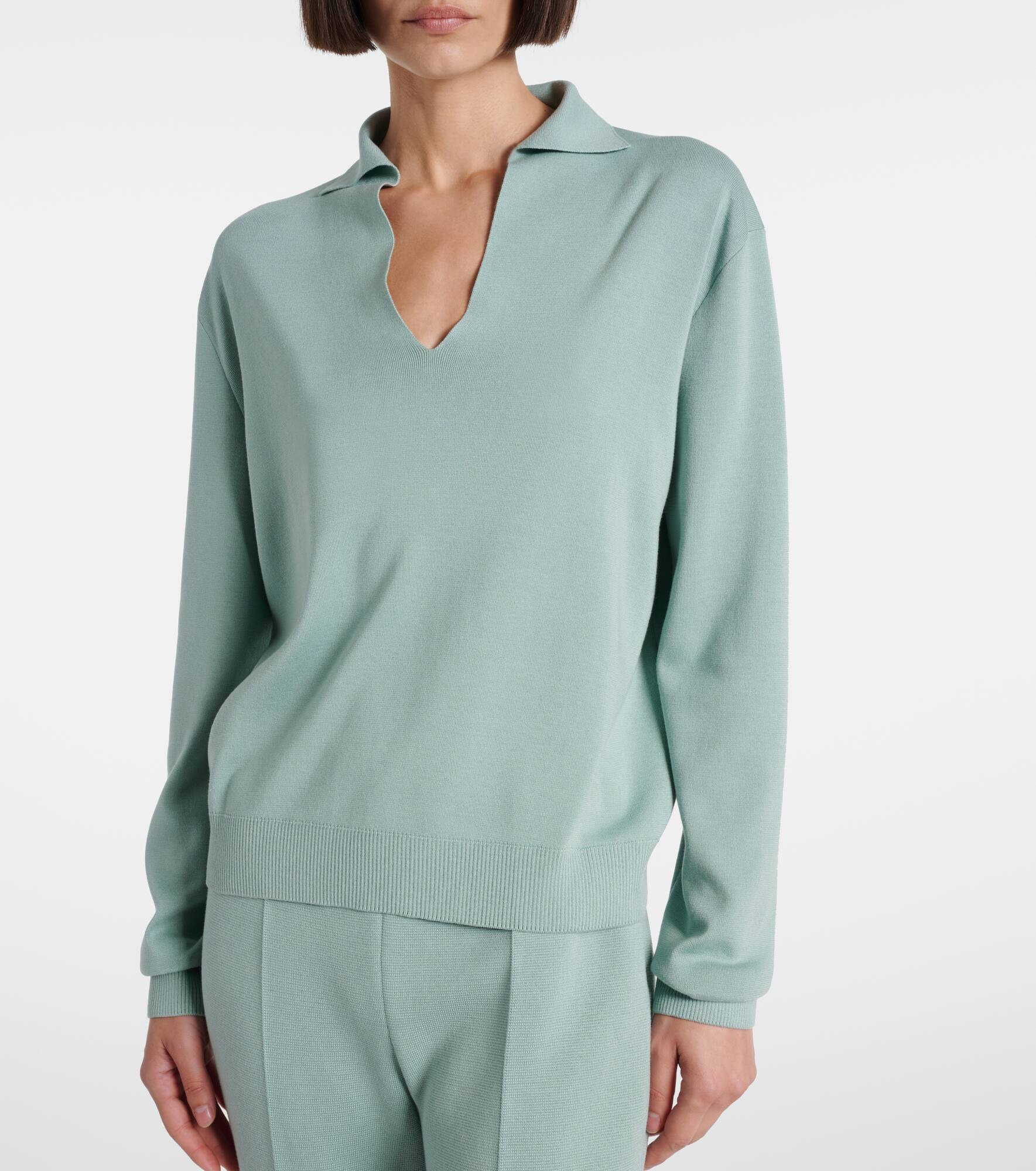 Silk and cotton polo sweater - 5