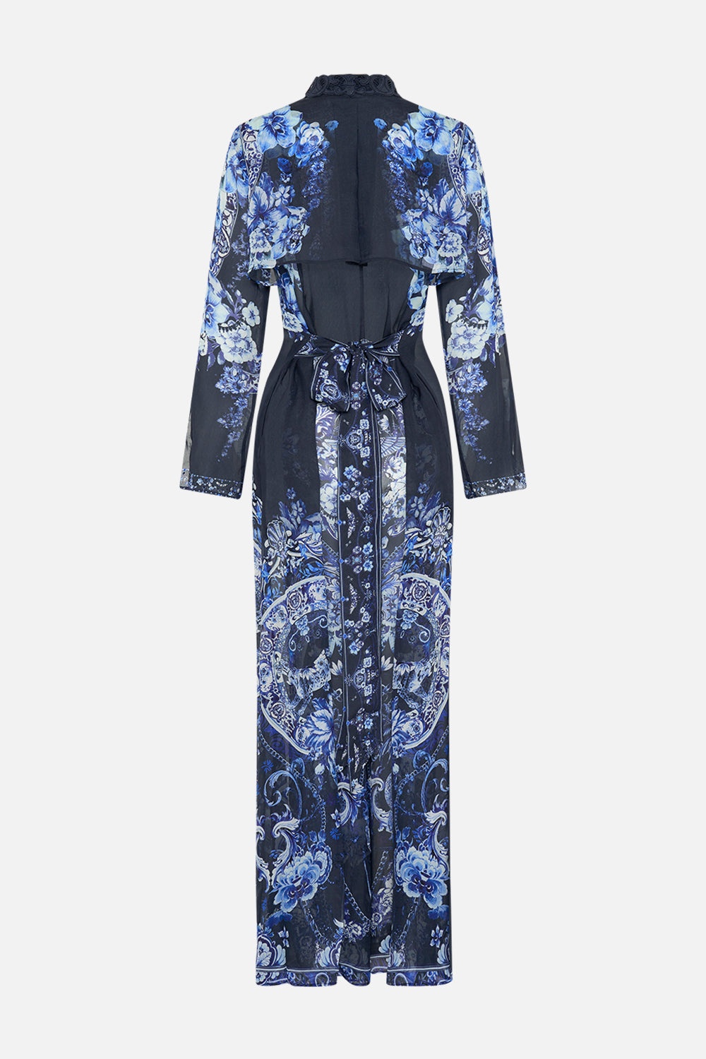 PRINTED TRENCH WITH CUTWORK LACE COLLAR - 8