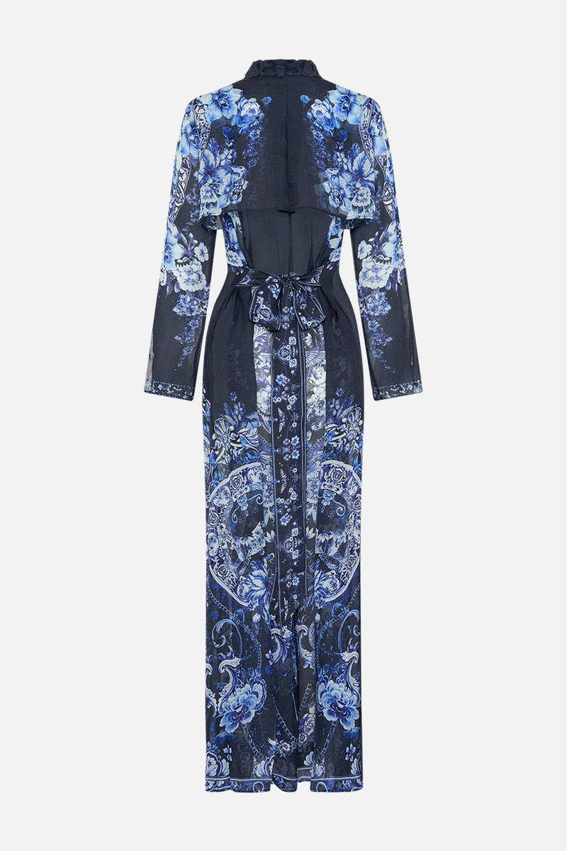 PRINTED TRENCH WITH CUTWORK LACE COLLAR 8