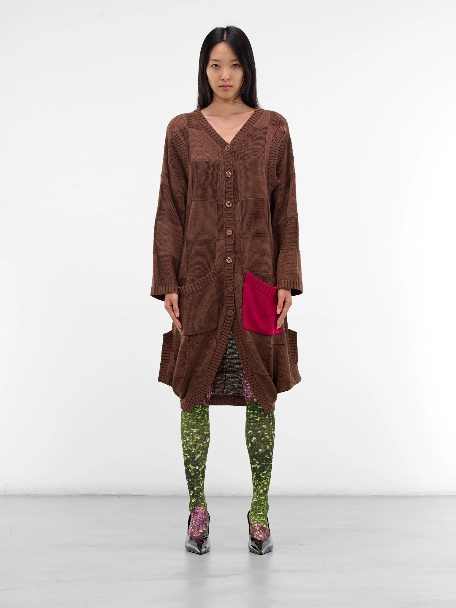 Square Knit Cardigan Dress - 1