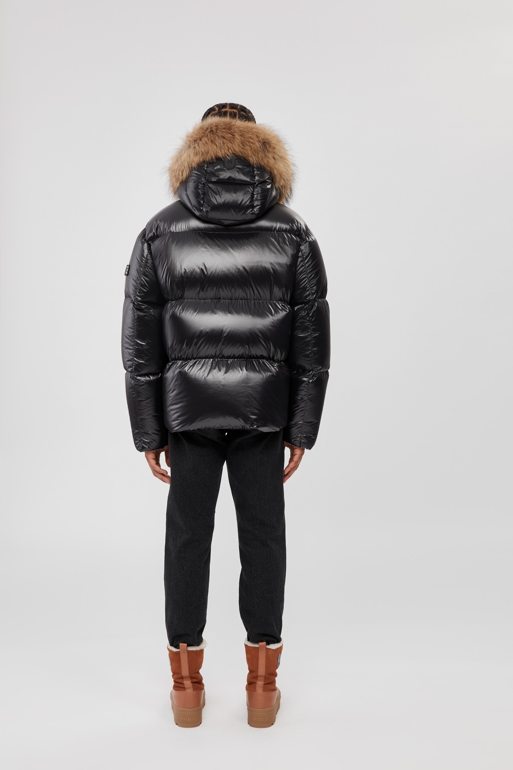 KENT Lustrous light down jacket with natural fur hood - 4