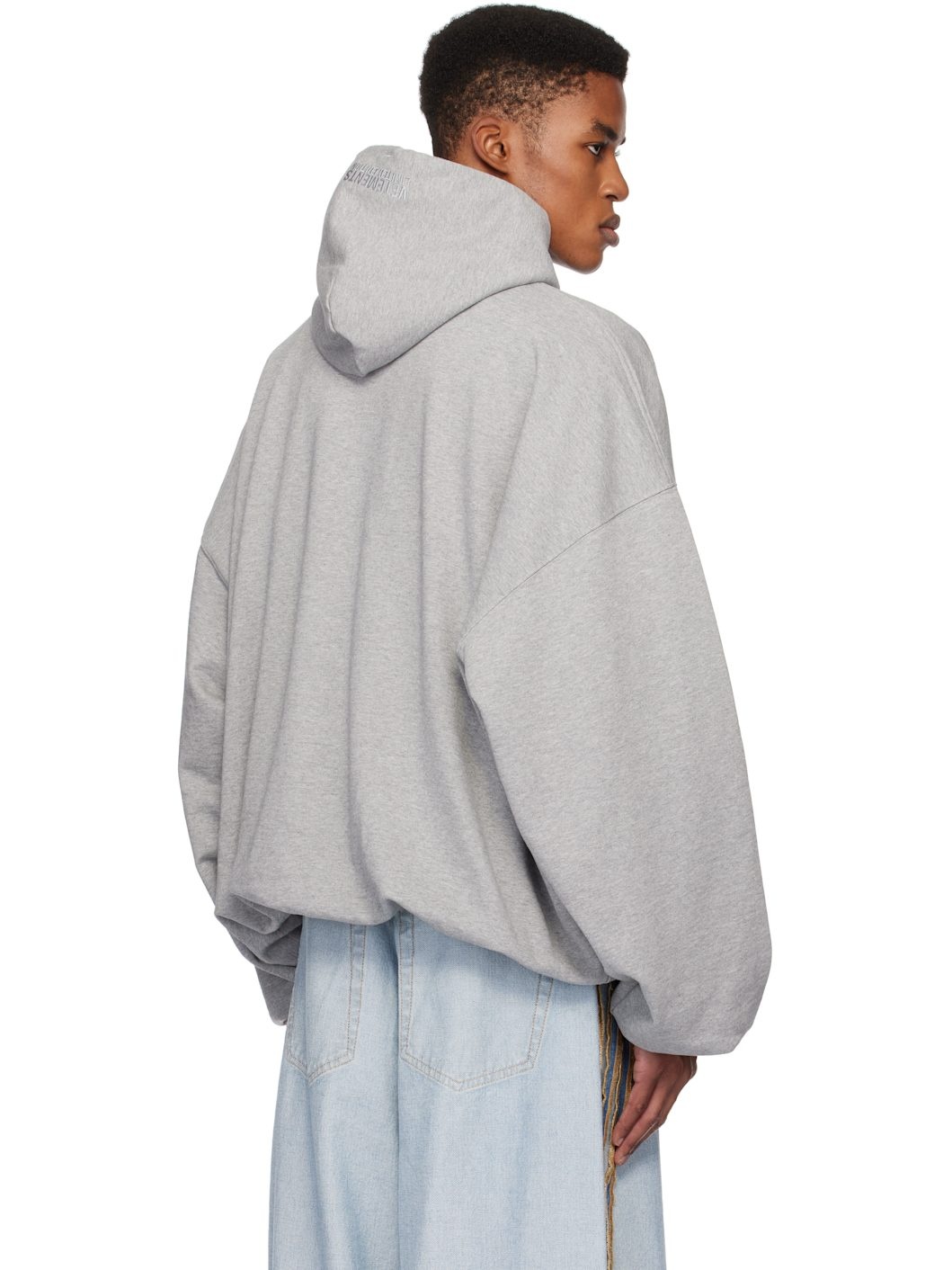 Gray 'VET' Cropped Boxy Hoodie - 3
