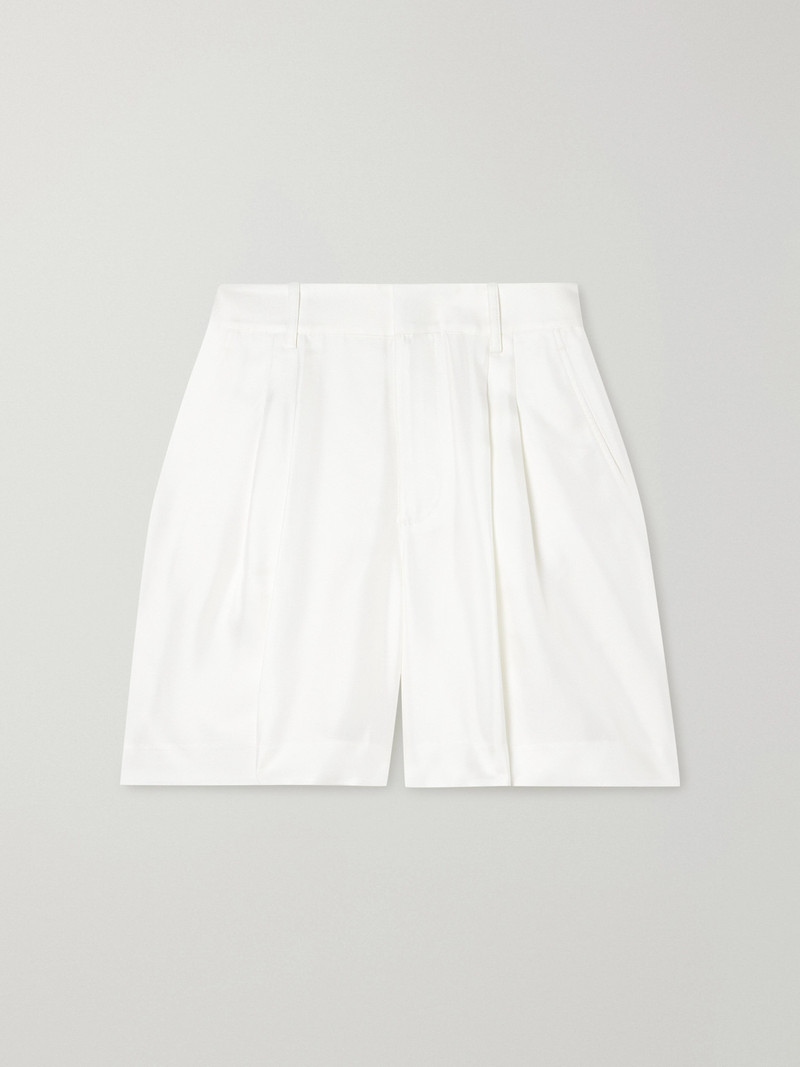Pleated Silk-twill Shorts 1