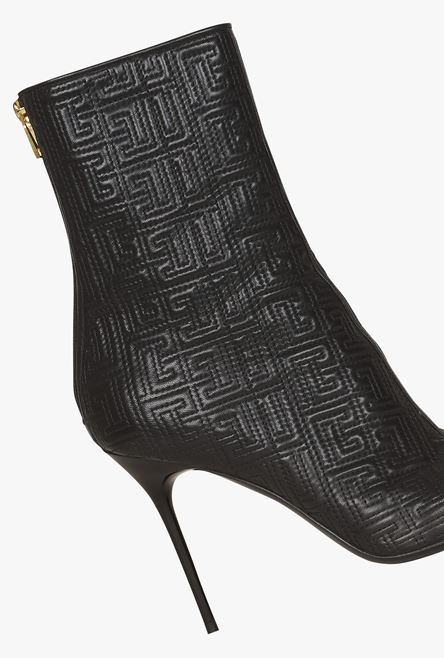 Black quilted leather Skye ankle boots with Balmain monogram - 6
