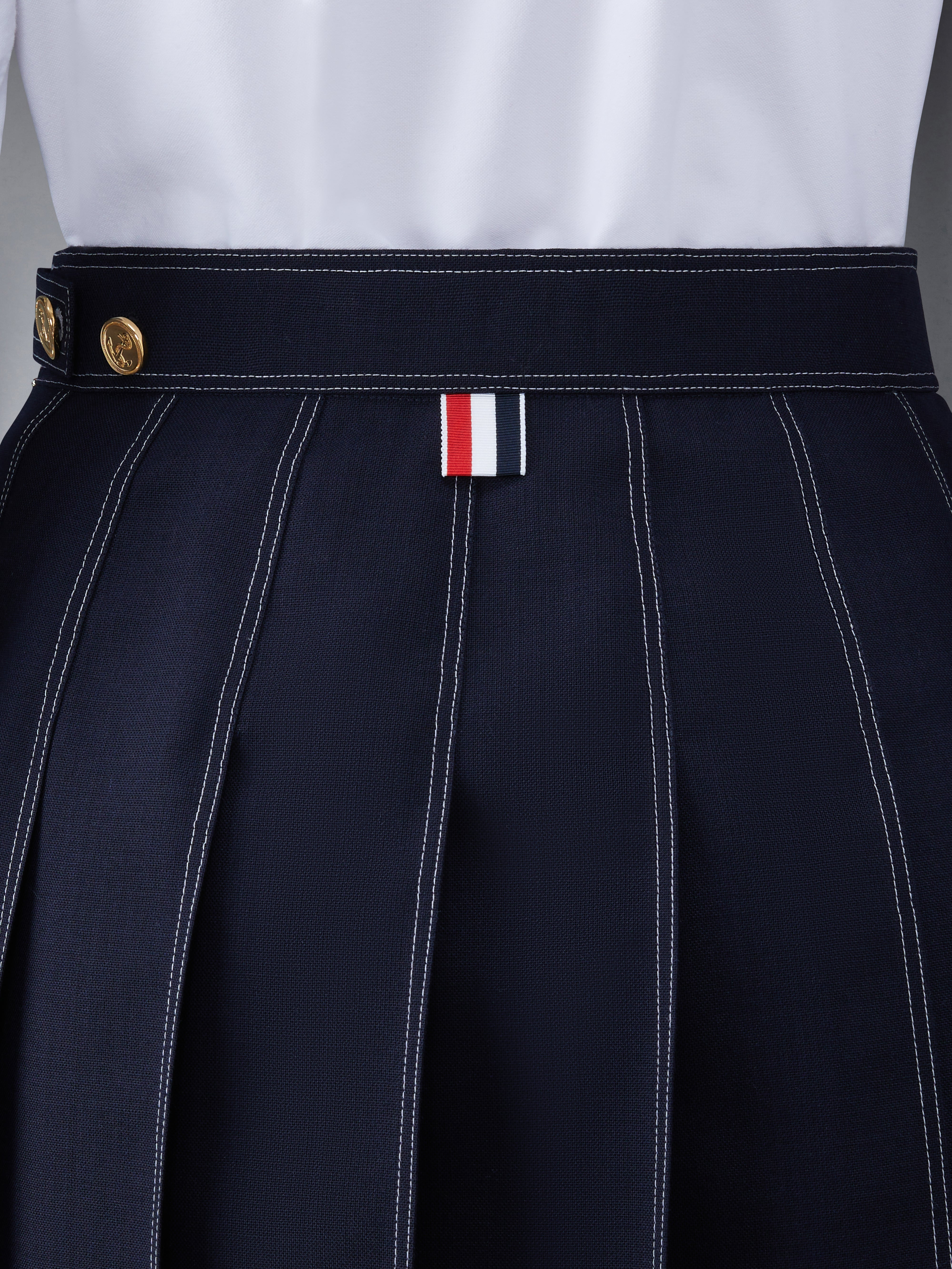 striped pleated wool miniskirt - 5