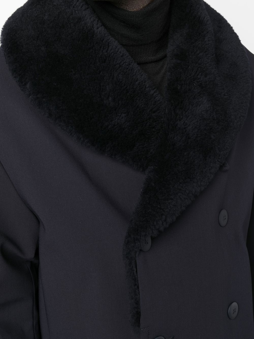 shawl-collar double-breasted coat - 5