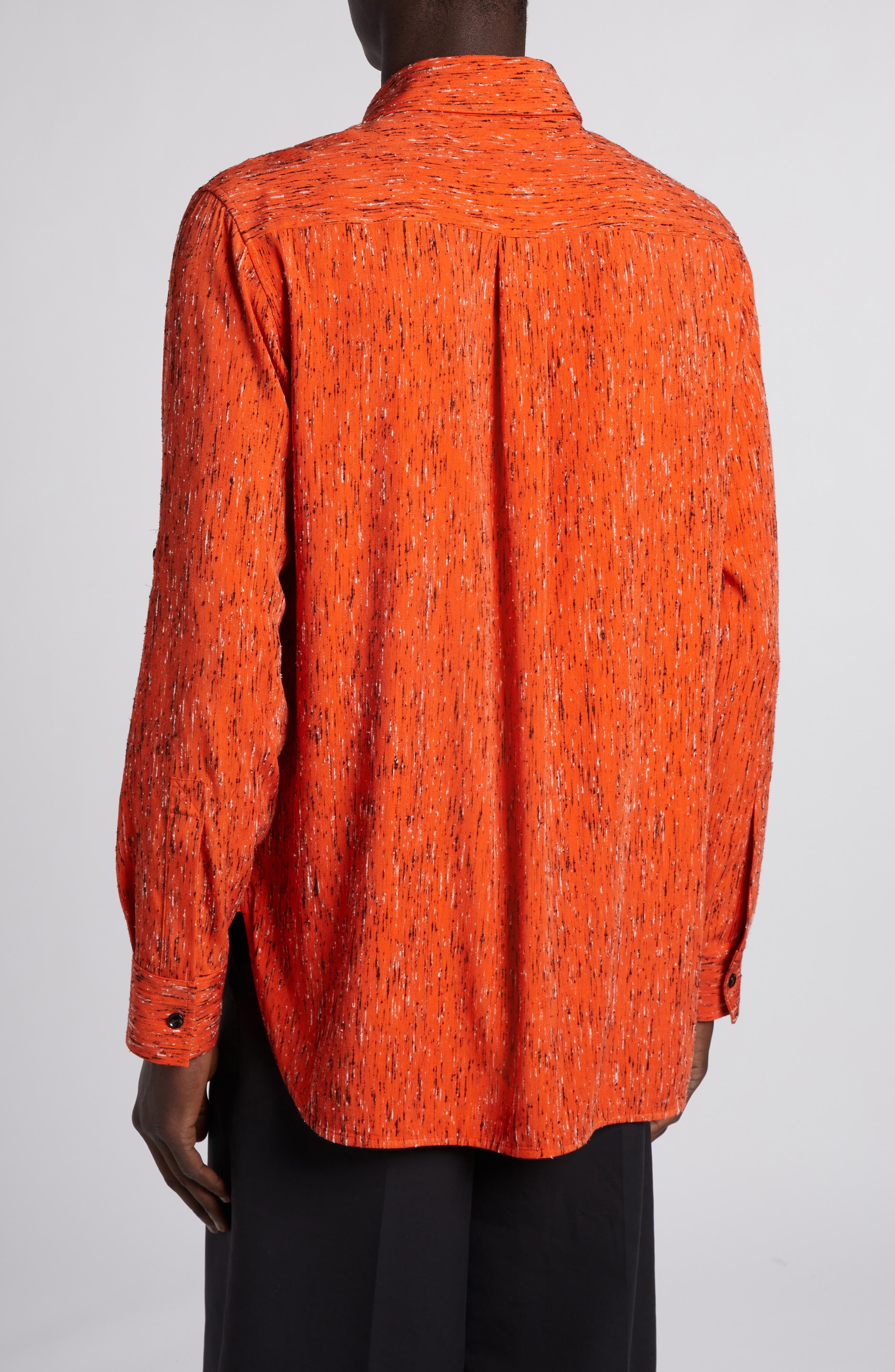Bottega Veneta Texture Stripe Button-Up Shirt in Tulip/Black/White at Nordstrom - 3