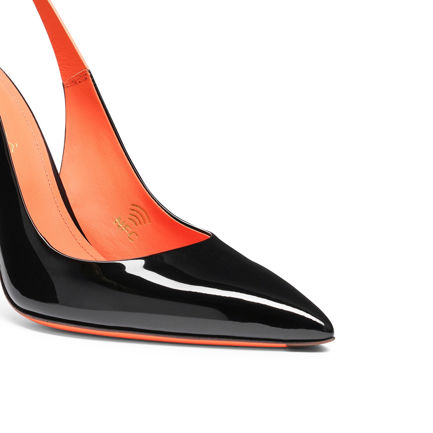 Women's black patent leather high-heel slingback - 5