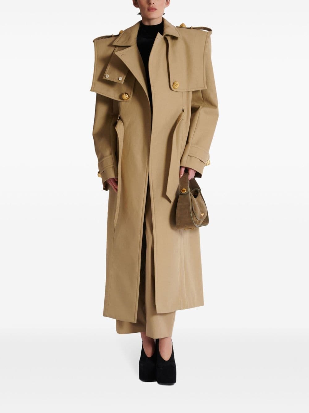 belted cotton trench coat - 2