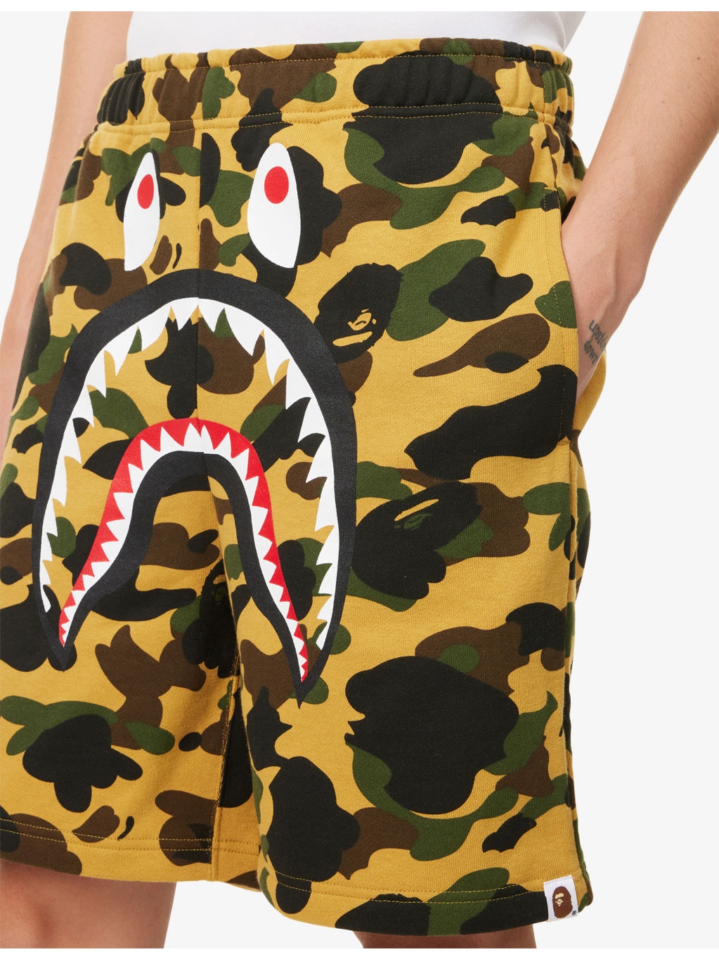 Camo Shark Printed Cotton Sweat Shorts - 5