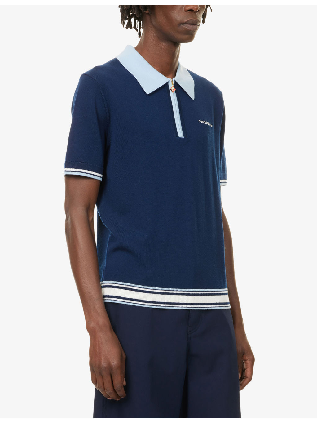 Embroidered-Logo Tennis Wool-Knit Polo Shirt - 3