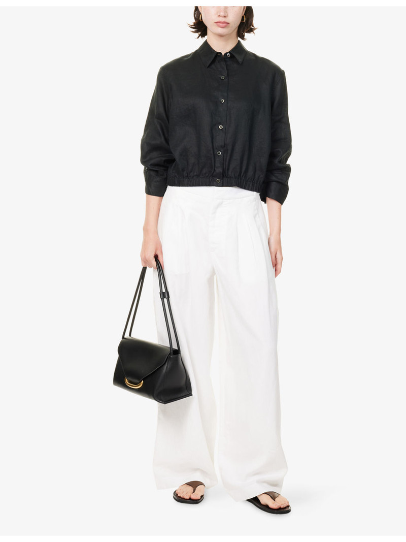 Theory Short-Sleeve Belted Linen-Blend Blazer outlook