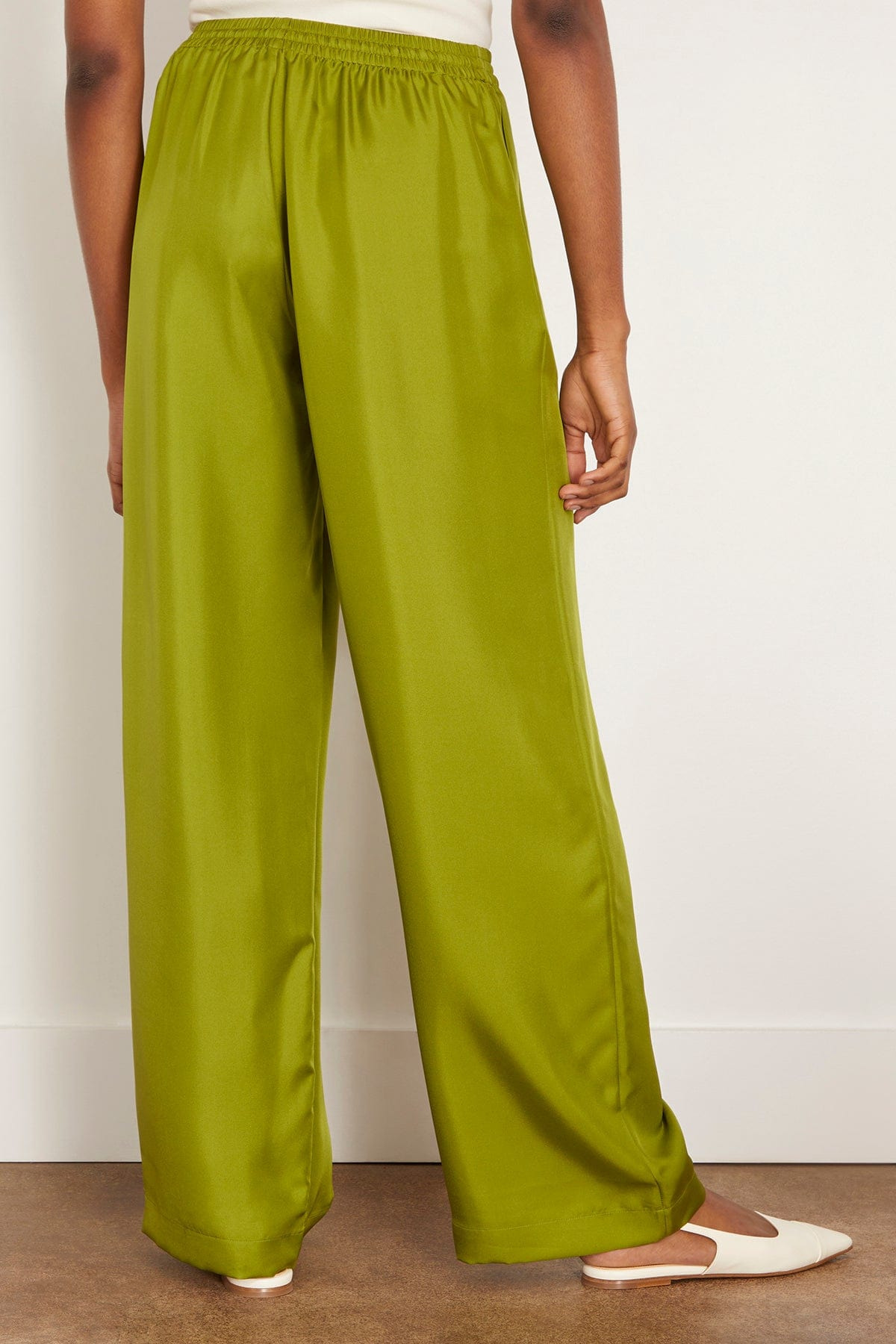 Relaxed Silk Trousers in Garden Green - 5