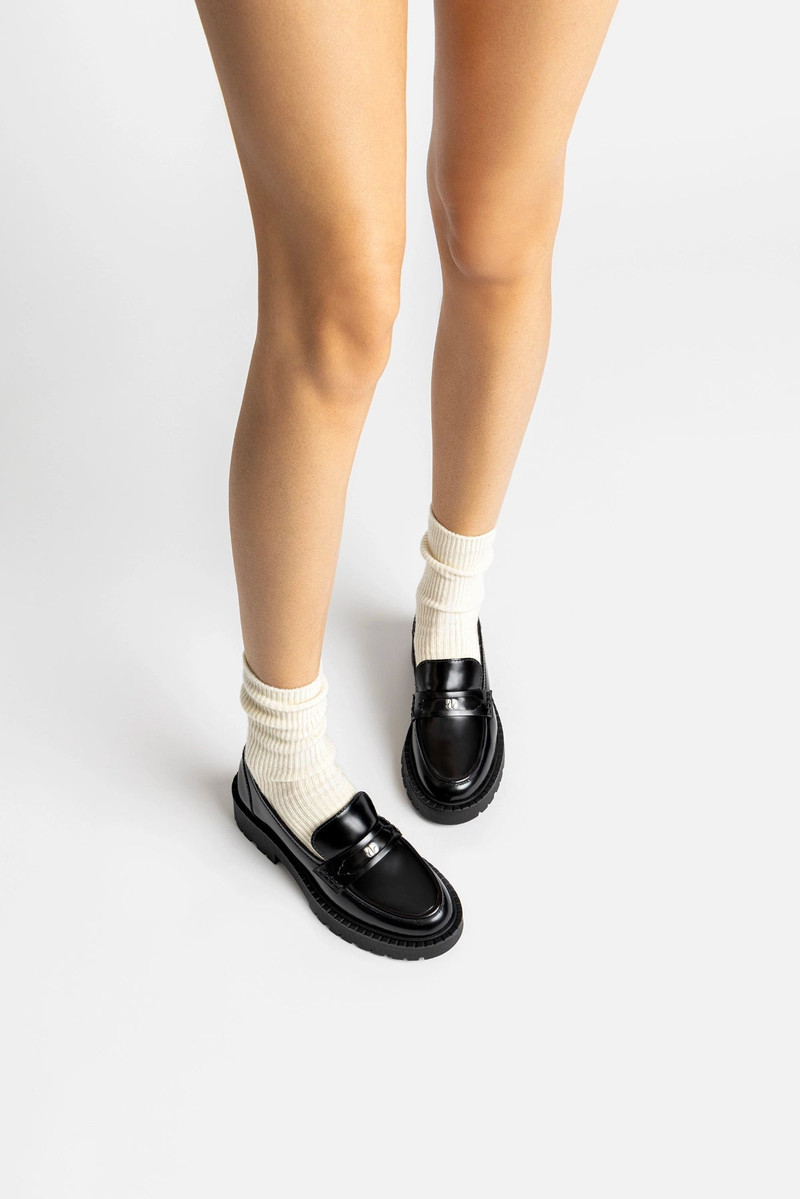 Larroudé Suki Lugsole Loafer In Black Box Leather outlook