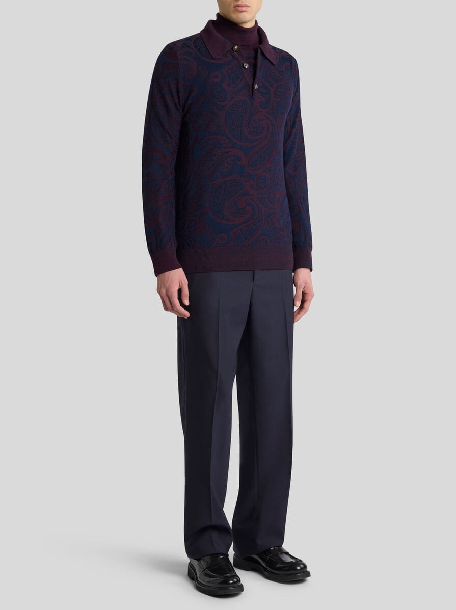 WOOL-BLEND JACQUARD POLO SHIRT - 3