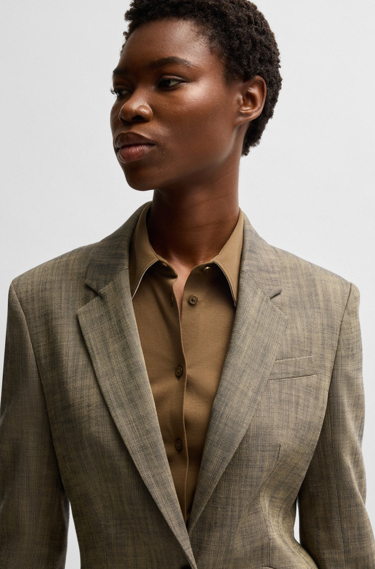 SLIM-FIT BLAZER IN MELANGE SHARKSKIN FABRIC - 5