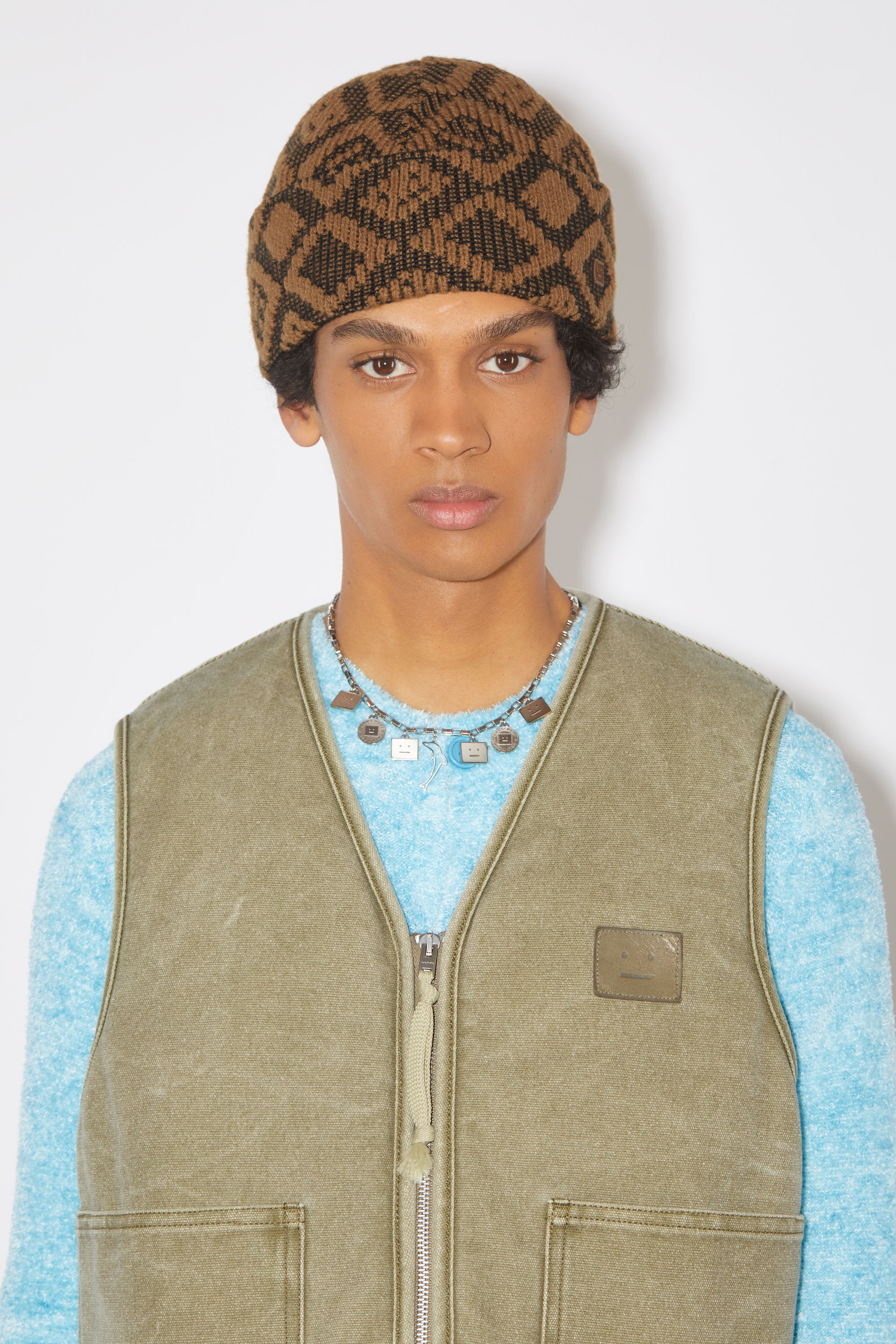Face tiles beanie - Toffee brown/black - 3