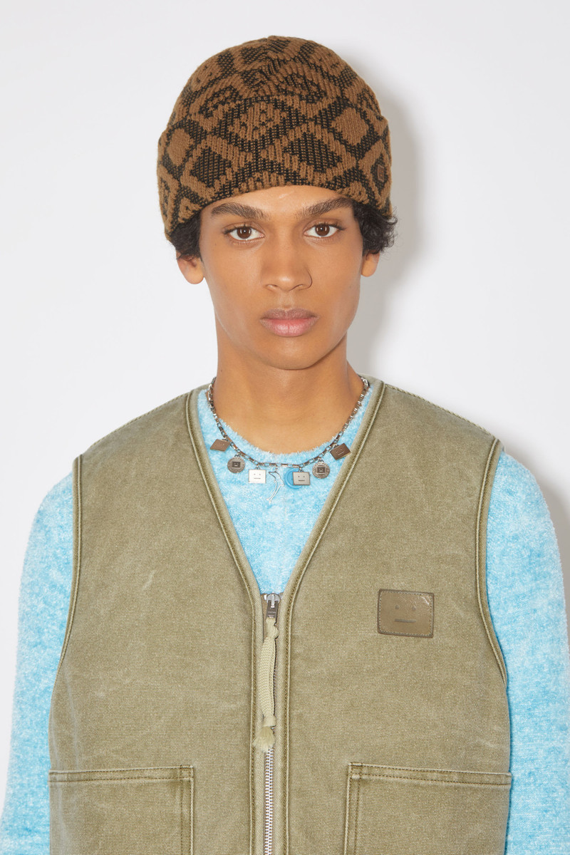 Face tiles beanie - Toffee brown/black 3