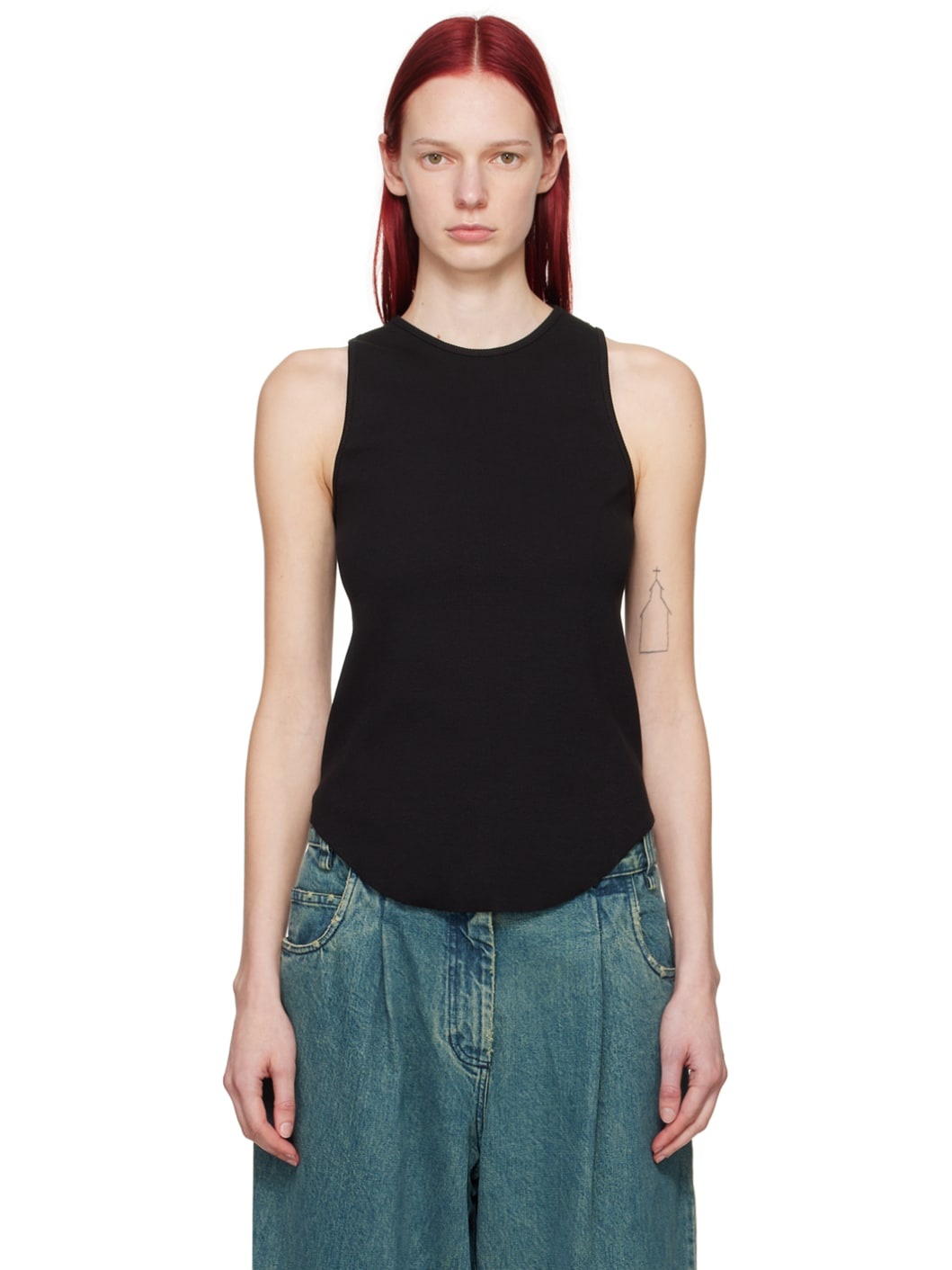 Black Raw Edge Tank Top - 1