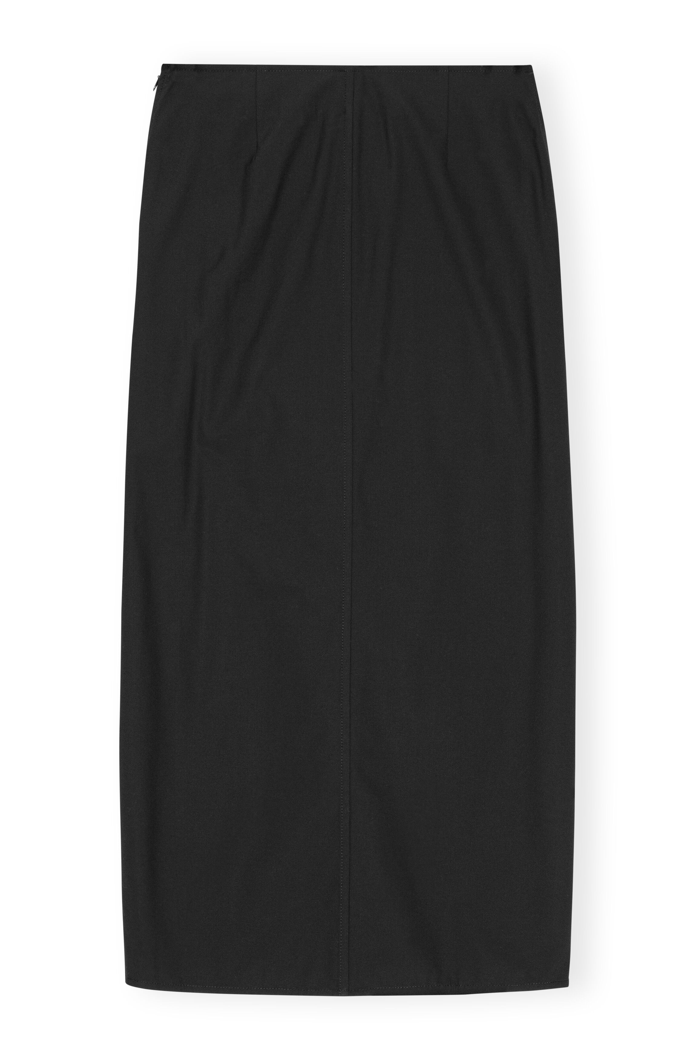 BLACK DRAPEY MELANGE MIDI SKIRT - 2