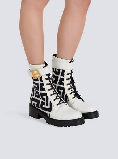 Balmain Bicolor jacquard Ranger Romy ankle boots with Balmain monogram outlook