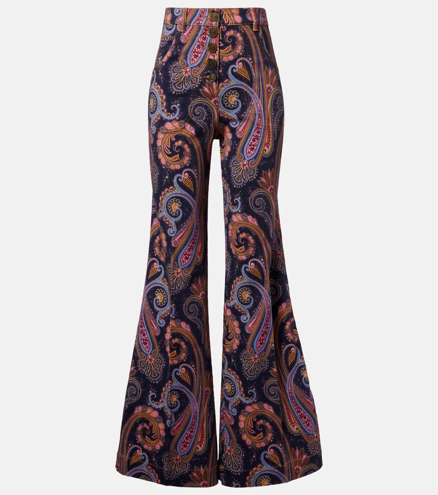 Paisley cotton-blend flared pants - 1