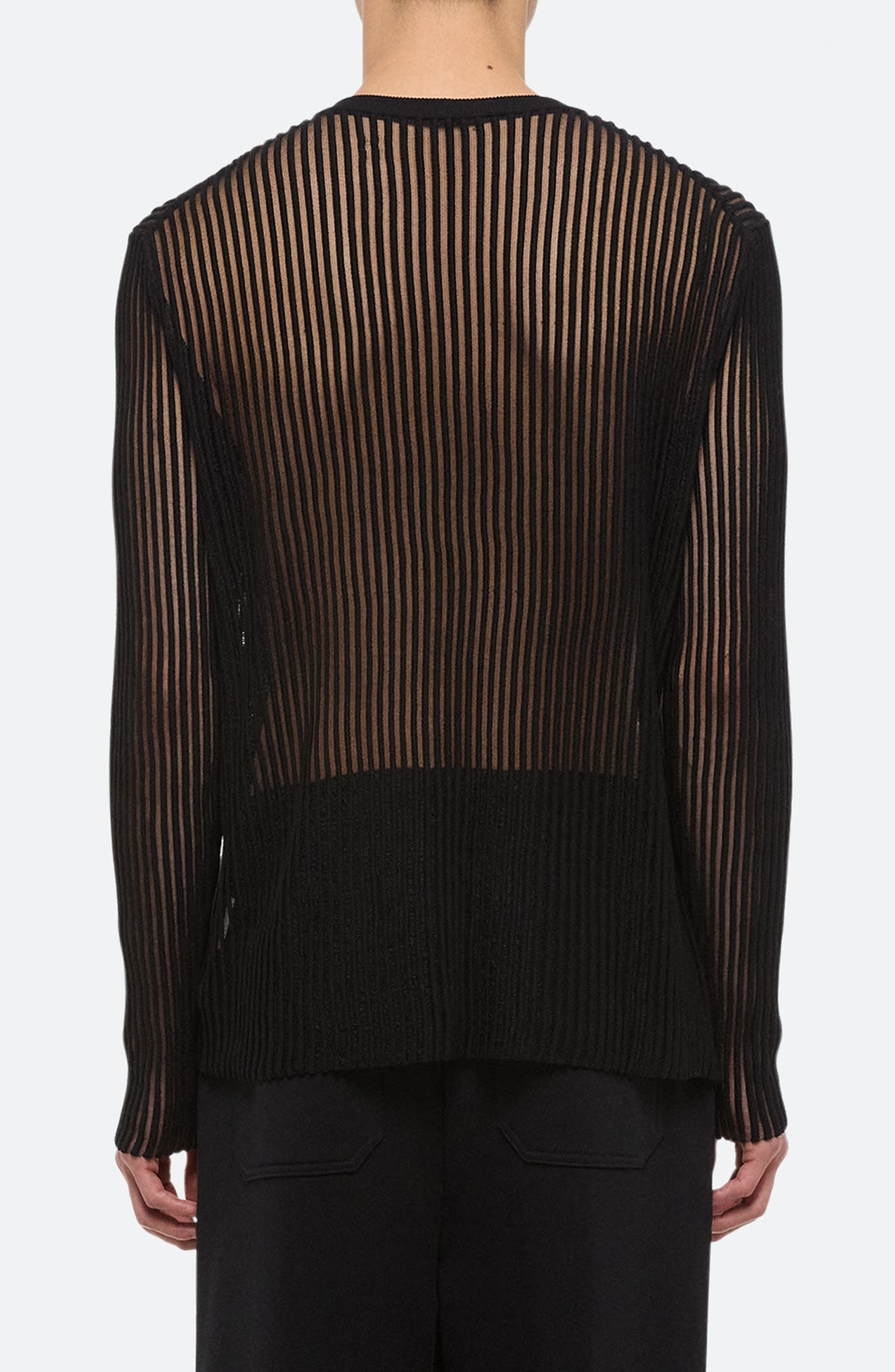 Helmut Lang Sheer Stripe Crewneck T-Shirt in Black at Nordstrom - 2