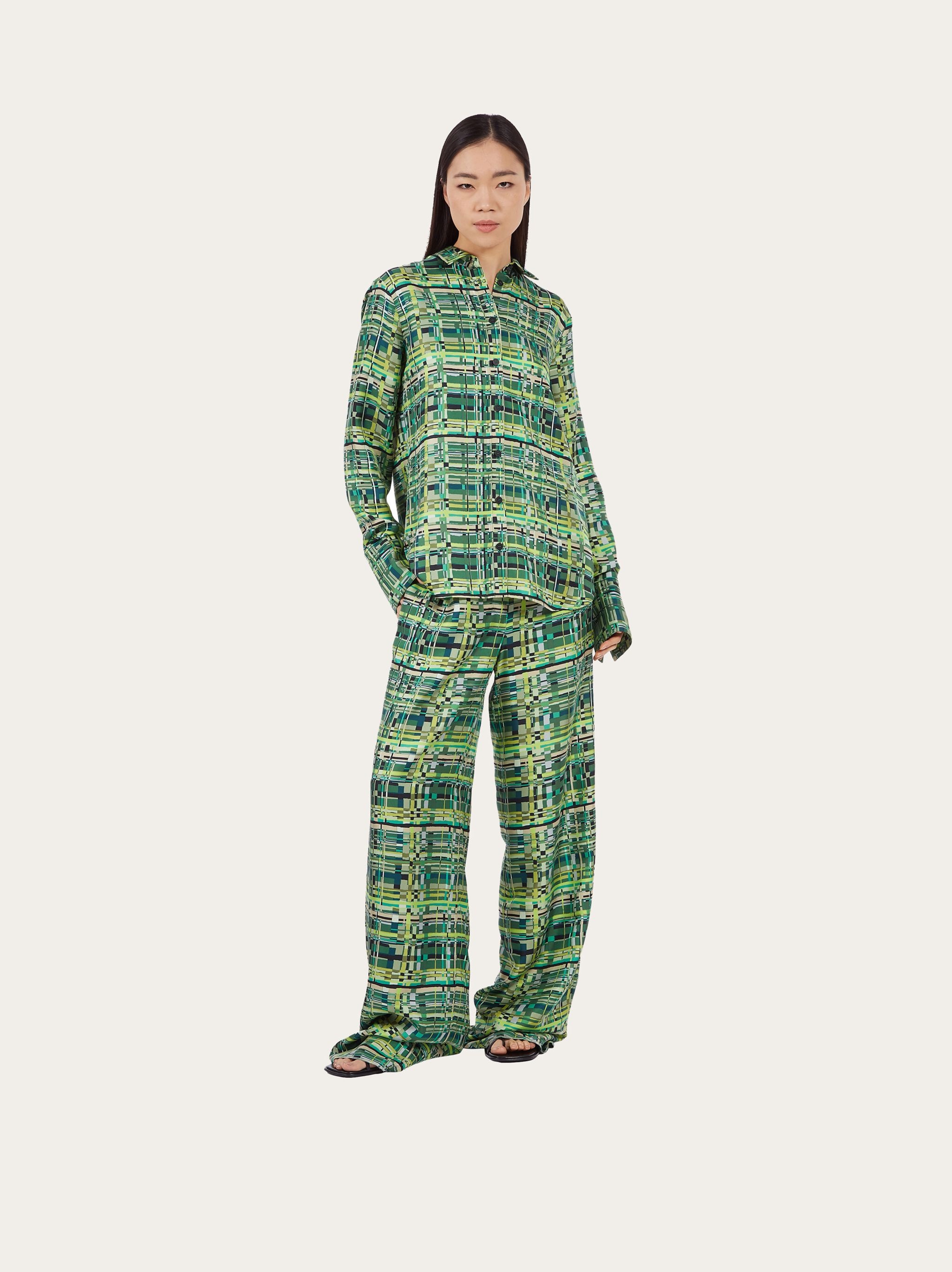 Check print wide leg trouser - 6