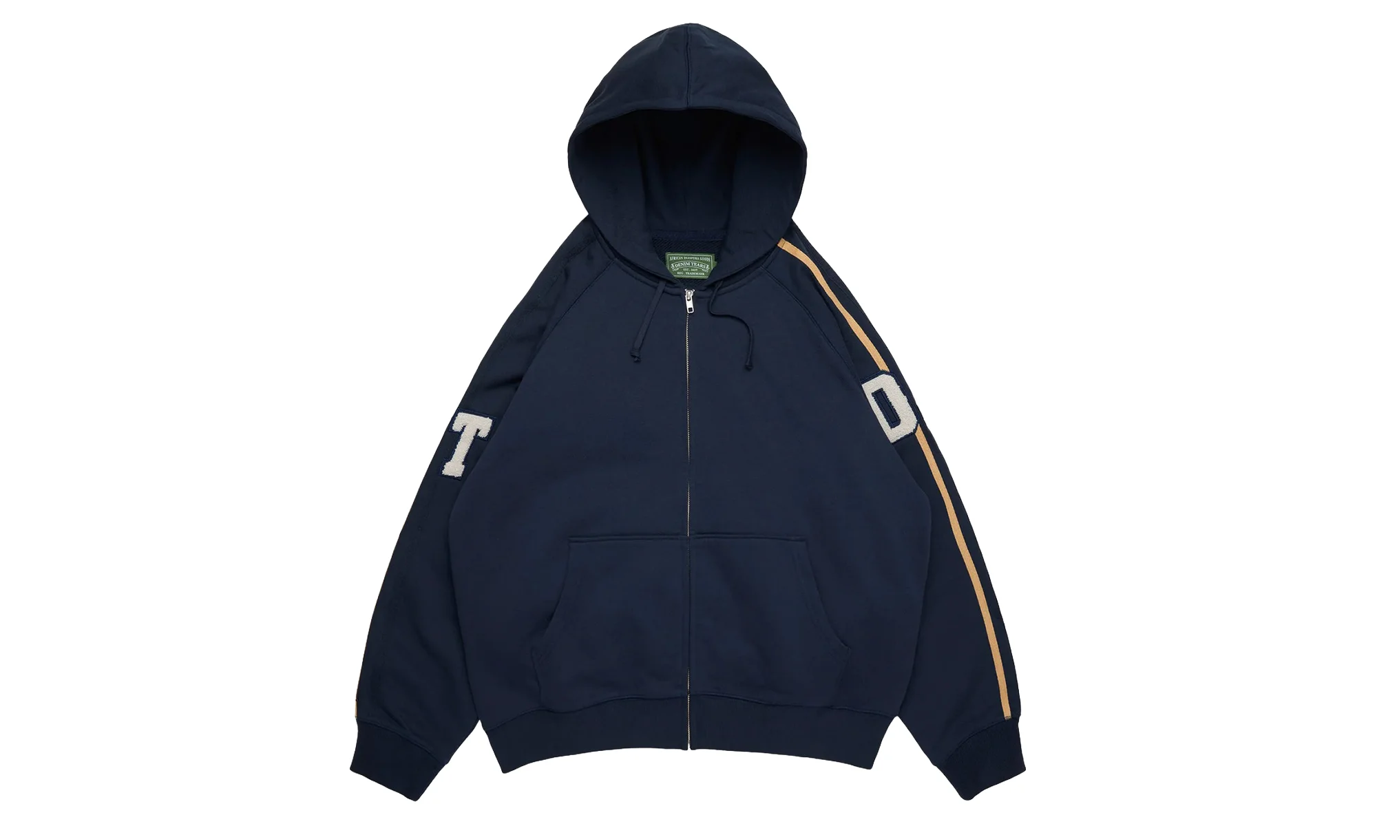 Chenille Patch Zip Hoodie "Navy" DT914 - 1